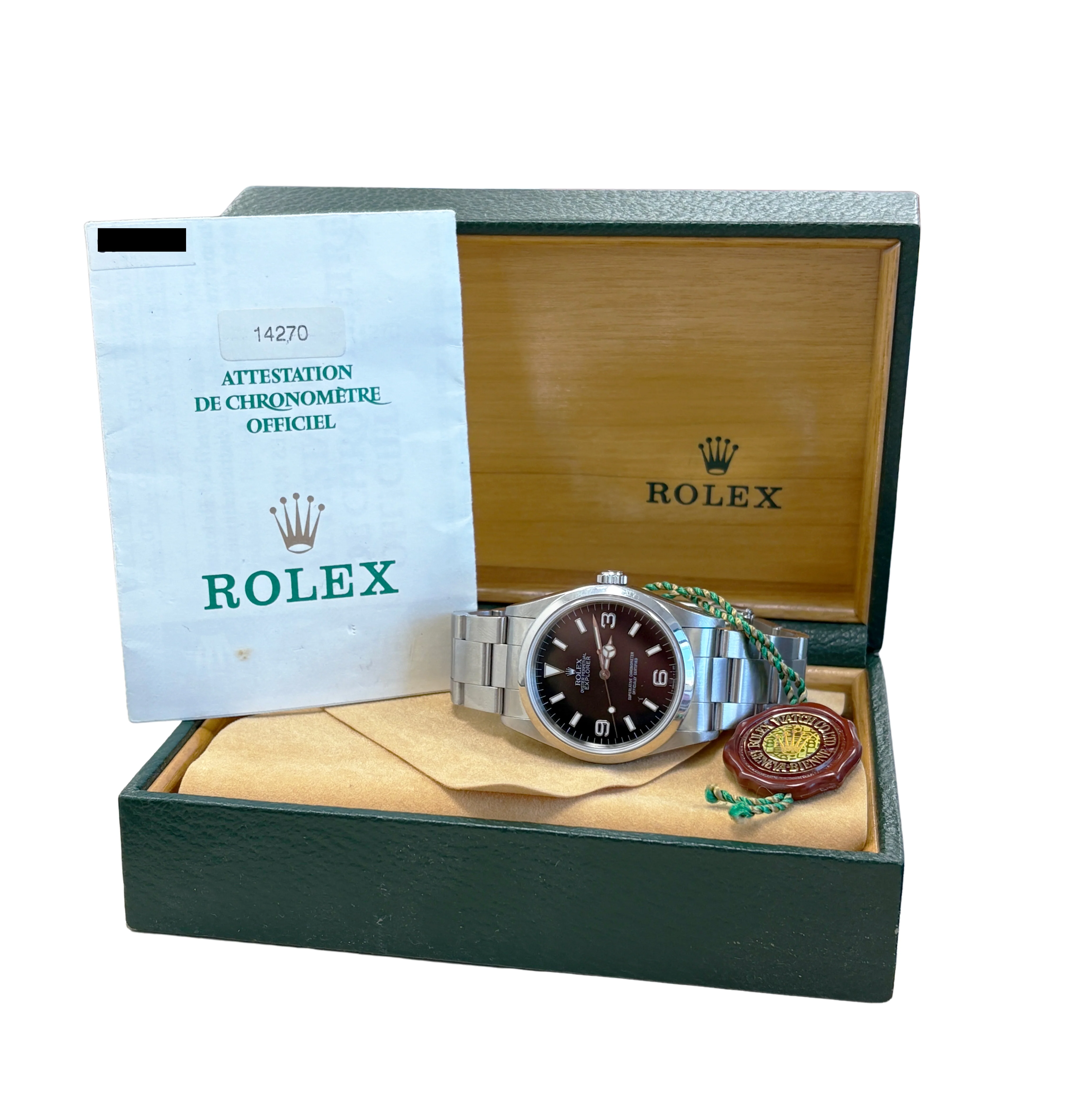 UNPOLISHED PAPERS Rolex Explorer I 36mm NO-HOLES Oyster 14270 Steel Watch BOX - Image 2