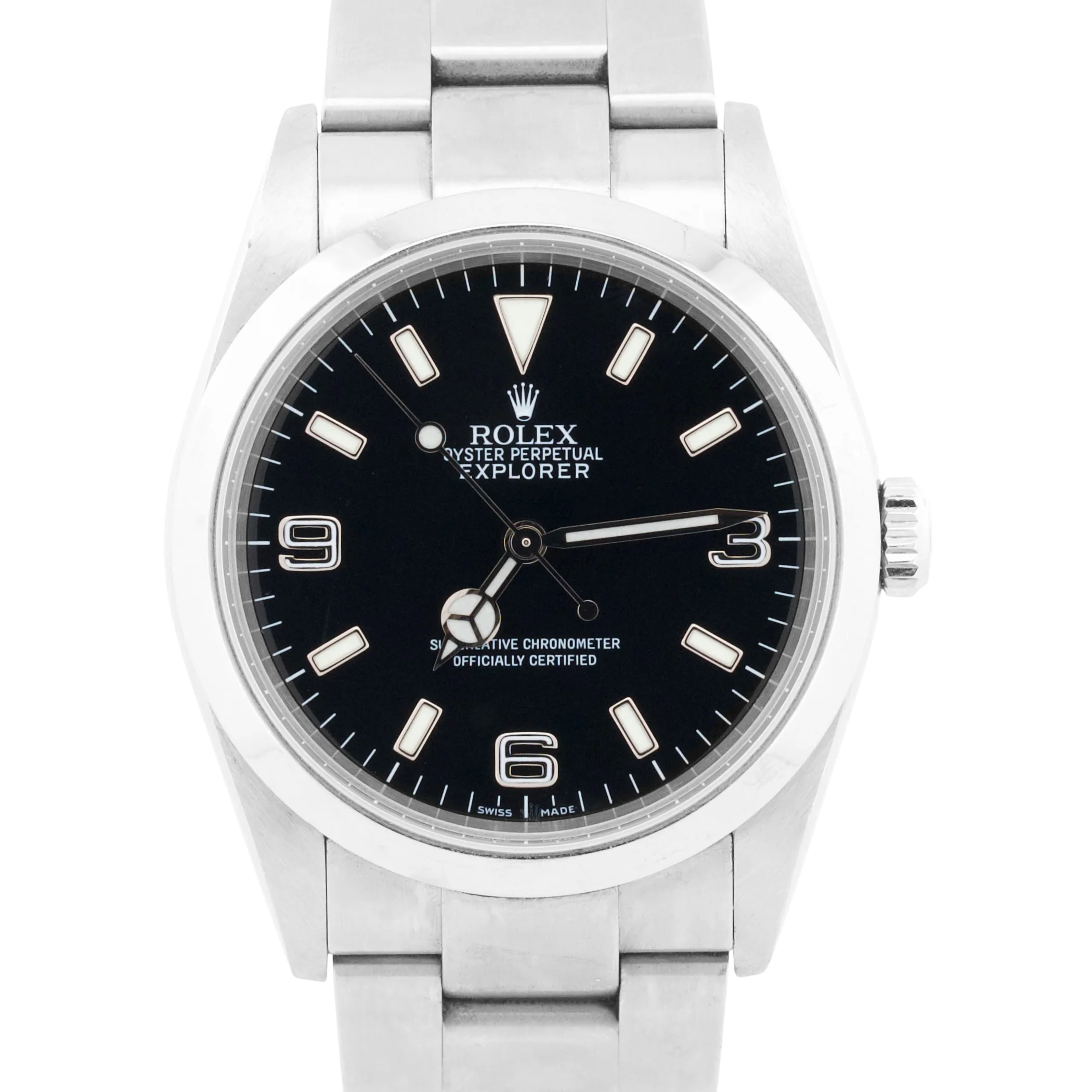 UNPOLISHED PAPERS Rolex Explorer I Black 36mm 3-6-9 Stainless MK2 114270 BOX