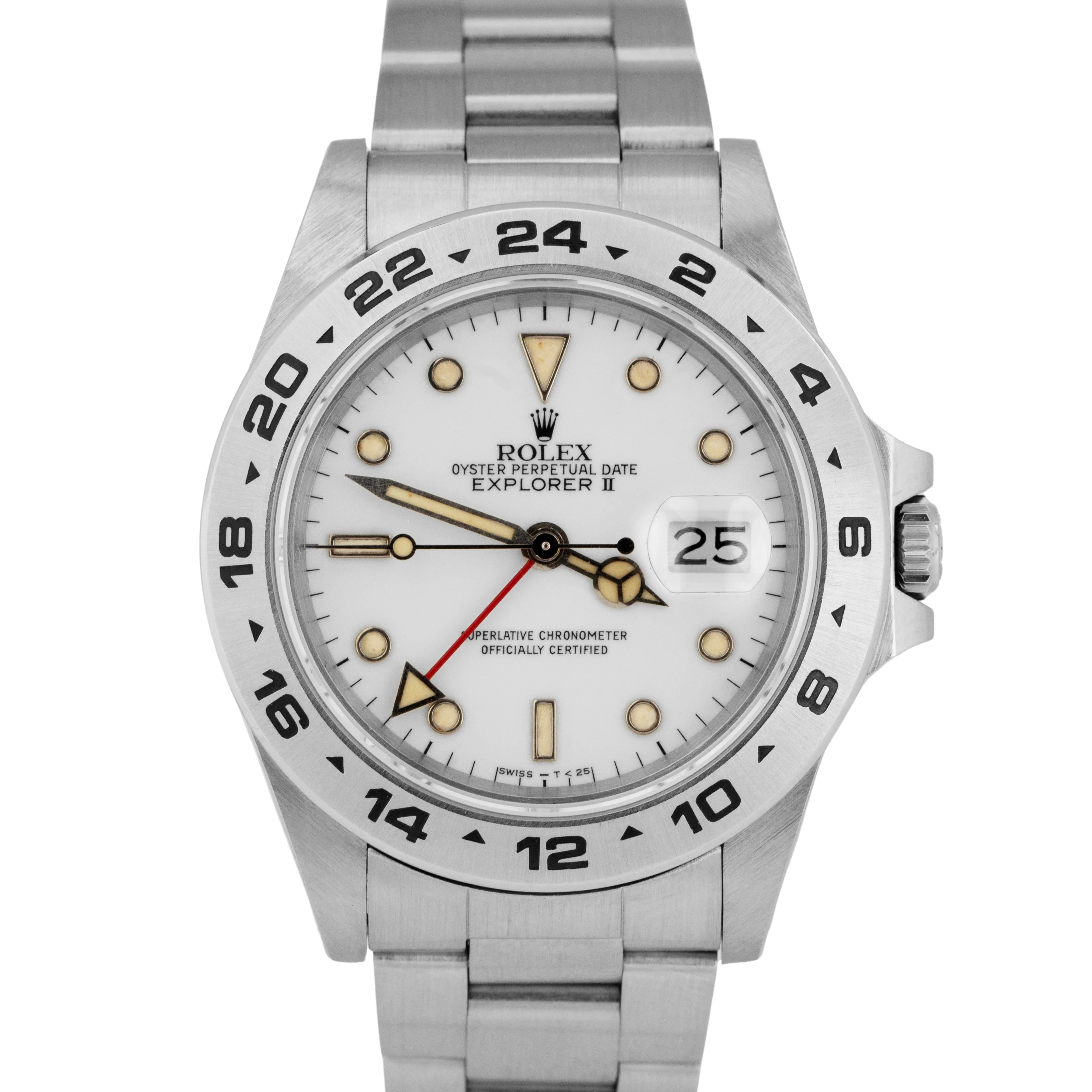 PAPERS Rolex Explorer II White Patina Stainless Steel 40mm Watch 16550 BOX
