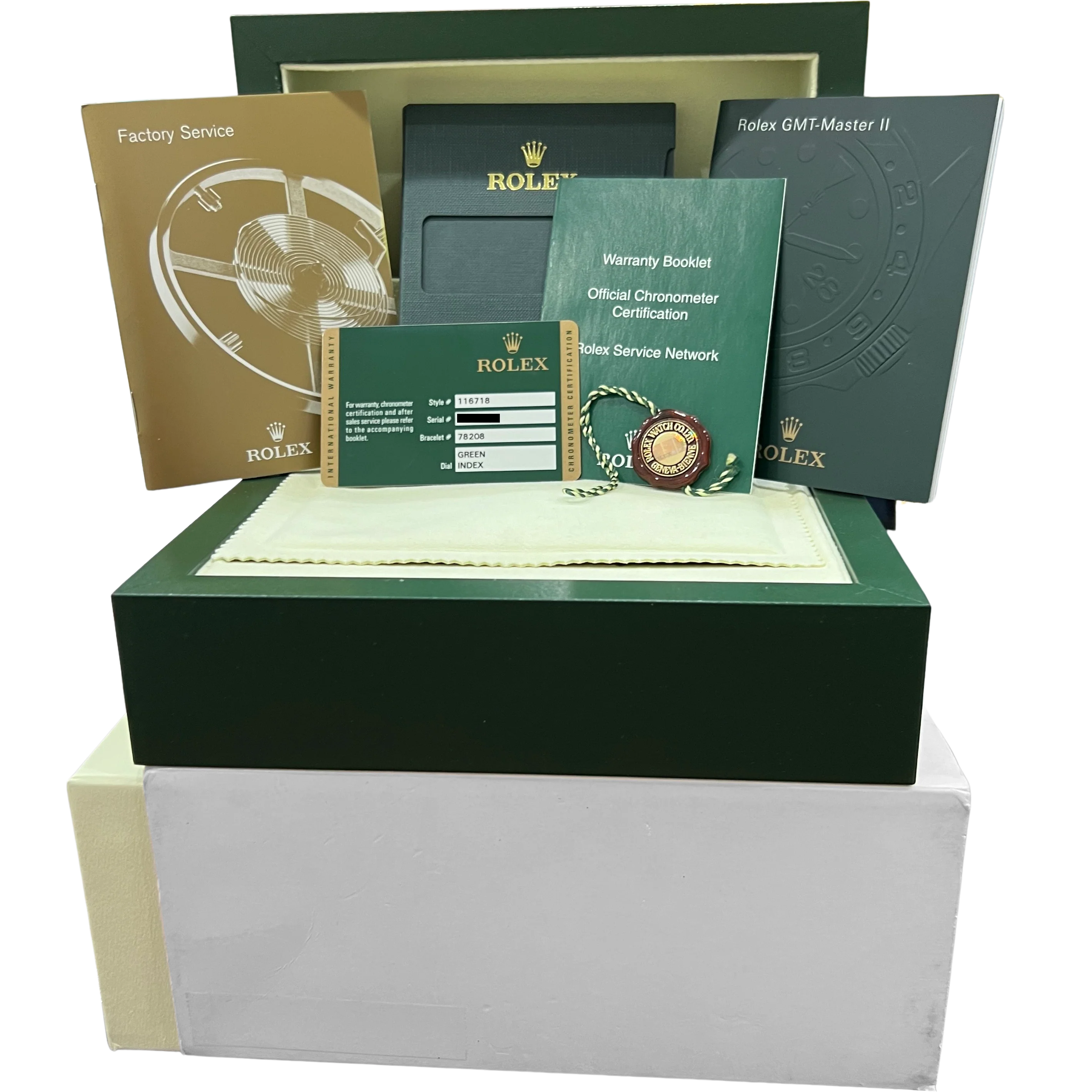 UNPOLISHED PAPERS Rolex GMT-Master II GREEN 18K Yellow Gold 40mm 116718 BOX - Image 2