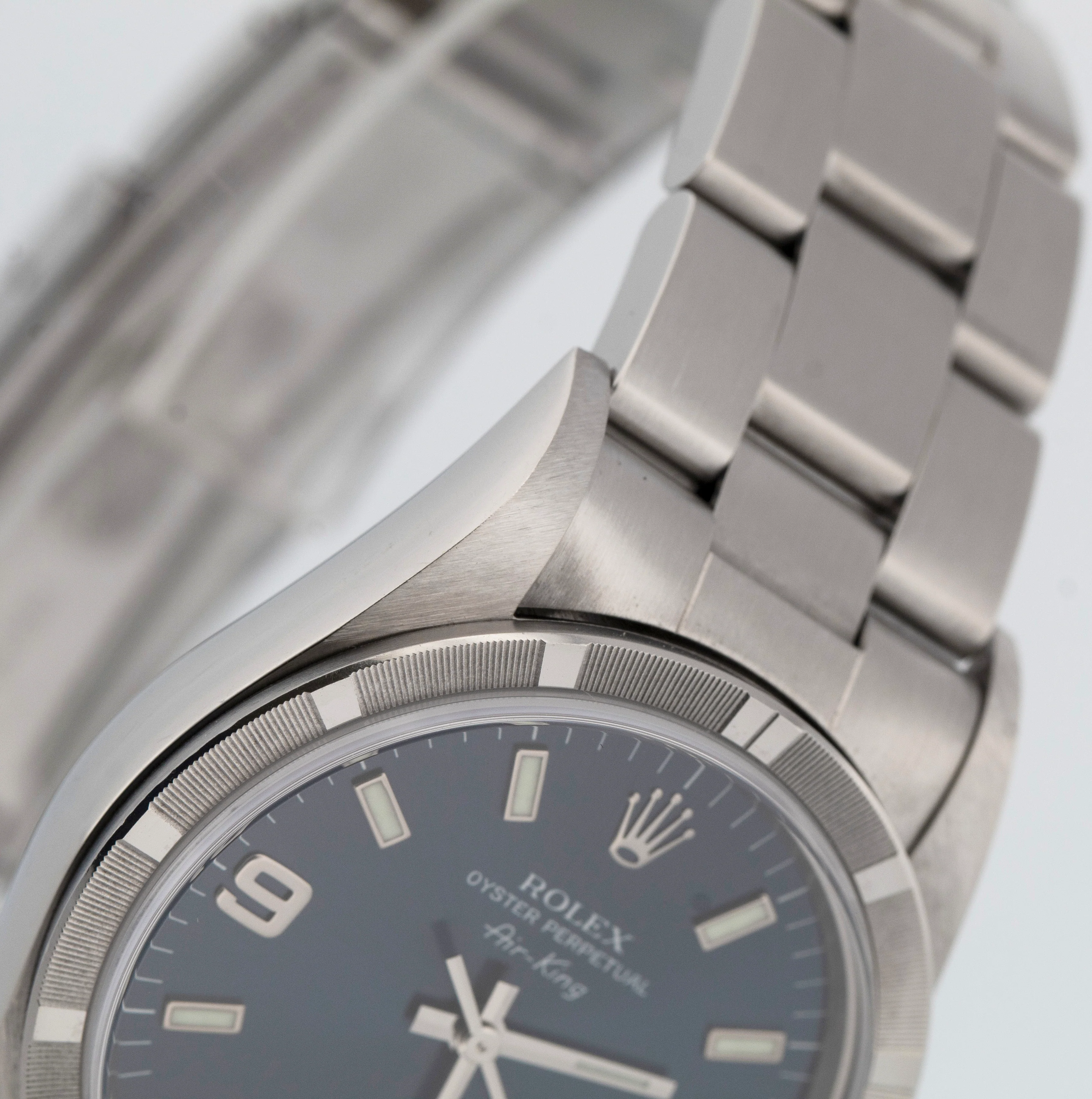 UNPOLISHED PAPERS Rolex Oyster Perpetual Air-King Blue 14010 Steel 34mm BOX - Image 9