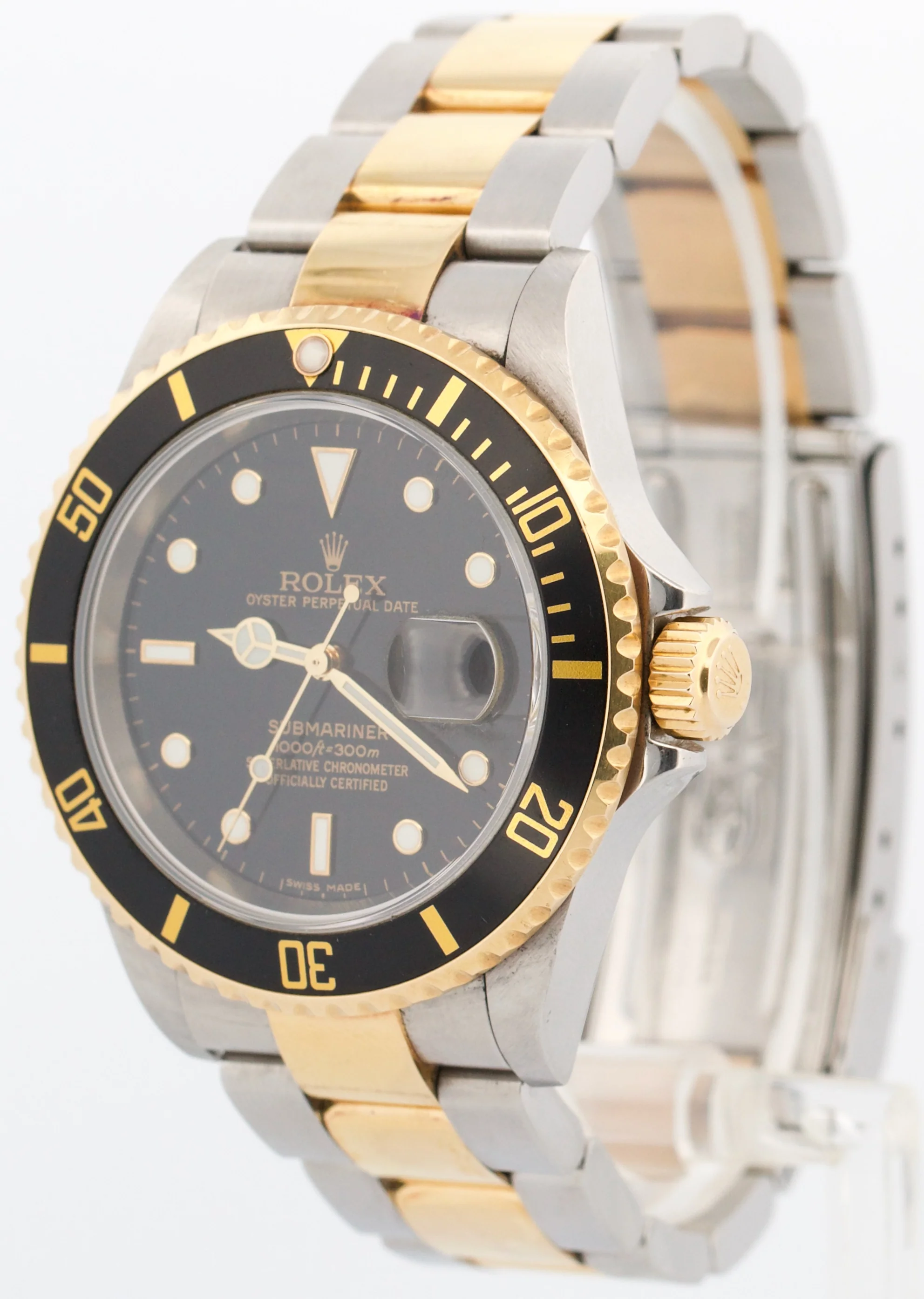 UNPOLISHED PAPERS Rolex Submariner 40mm Black NO-HOLES 18K Gold Watch 16613 BOX - Image 3