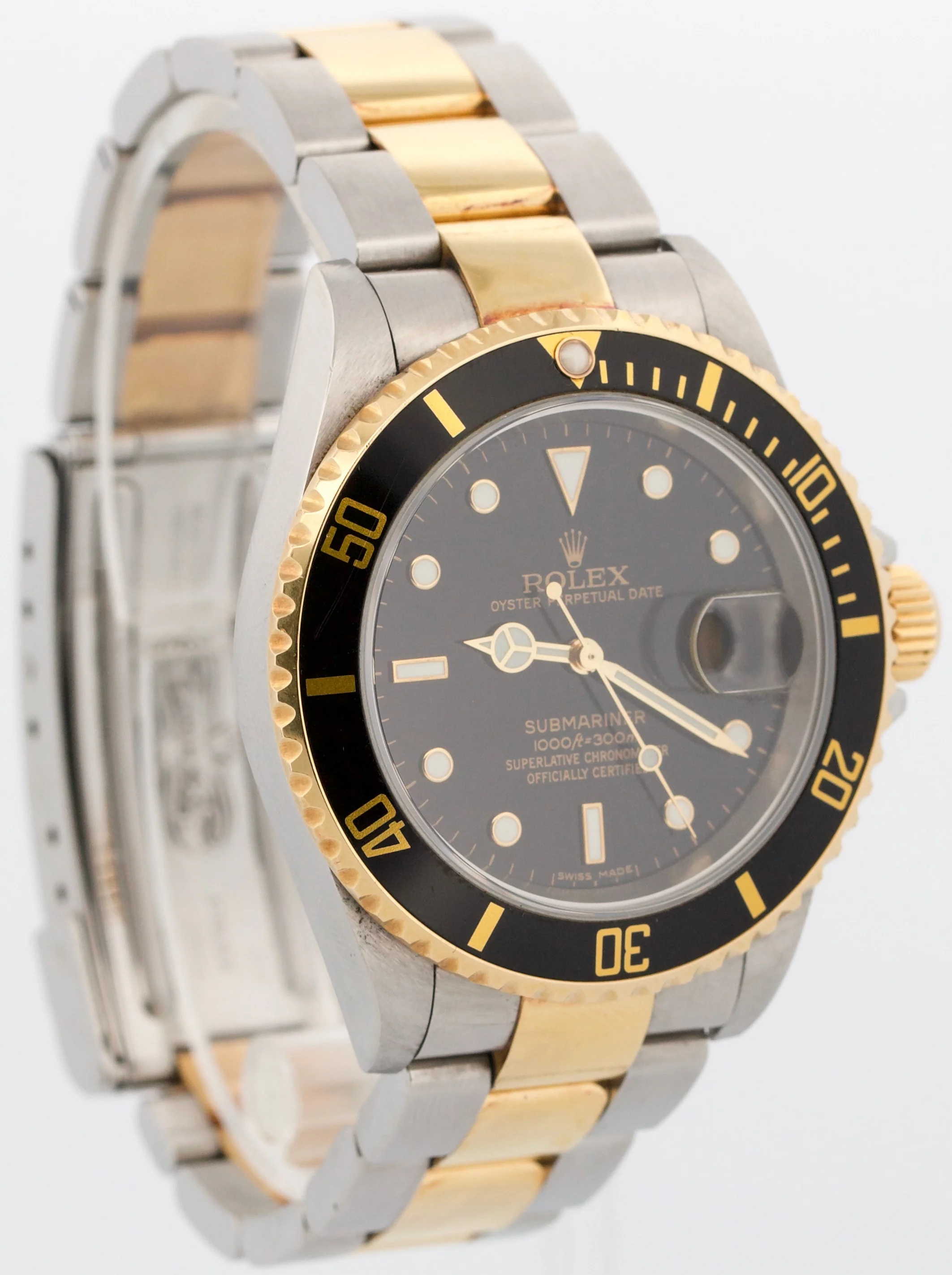 UNPOLISHED PAPERS Rolex Submariner 40mm Black NO-HOLES 18K Gold Watch 16613 BOX - Image 4
