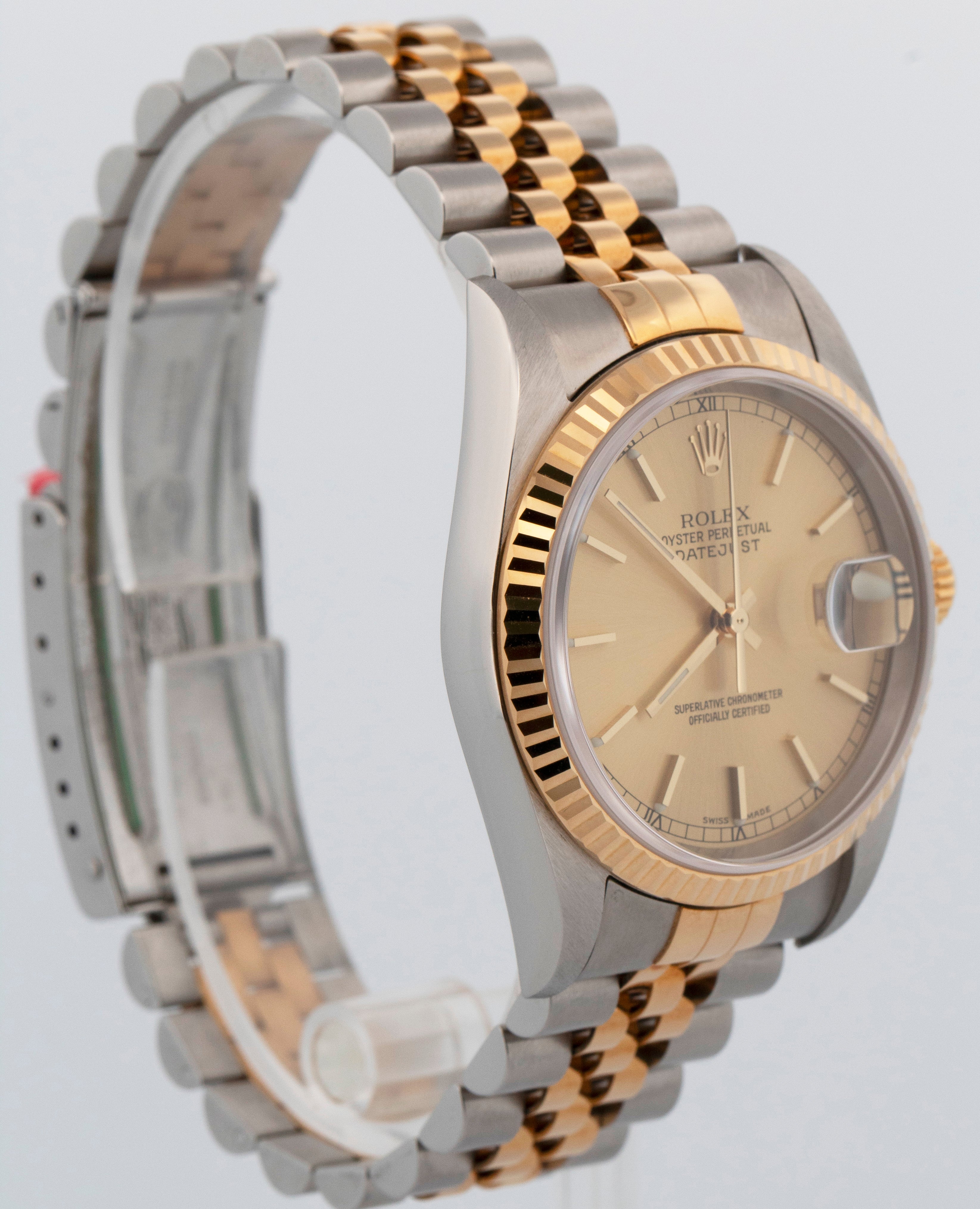 UNPOLISHED Rolex DateJust 36mm Champagne Jubilee 18K Gold JUBILEE 16233 Watch - Image 4