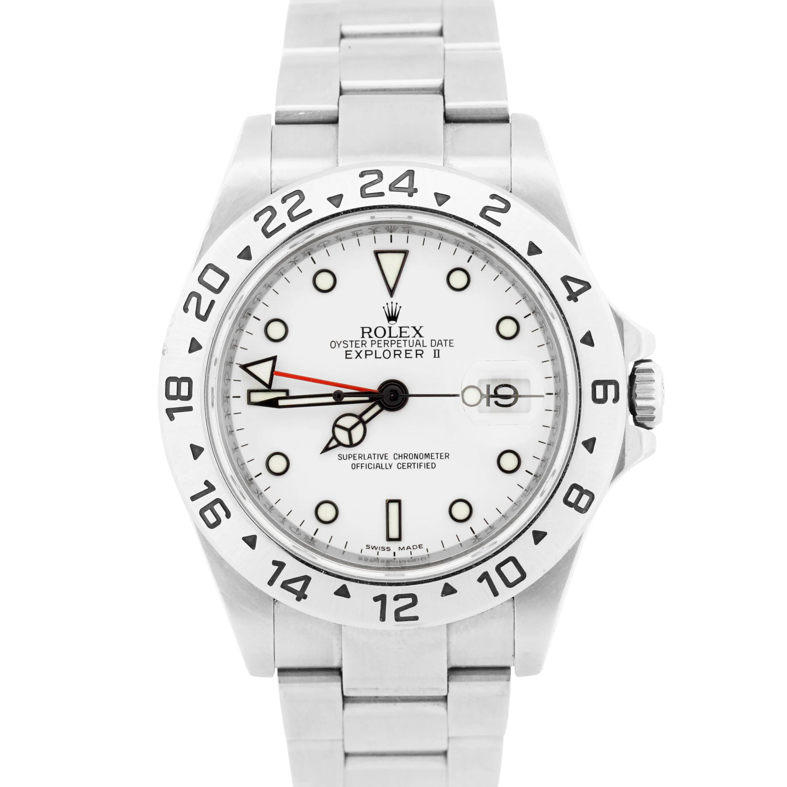UNPOLISHED Rolex Explorer II 40mm WHITE 3168 Steel No-Holes REHAUT 16570 Watch