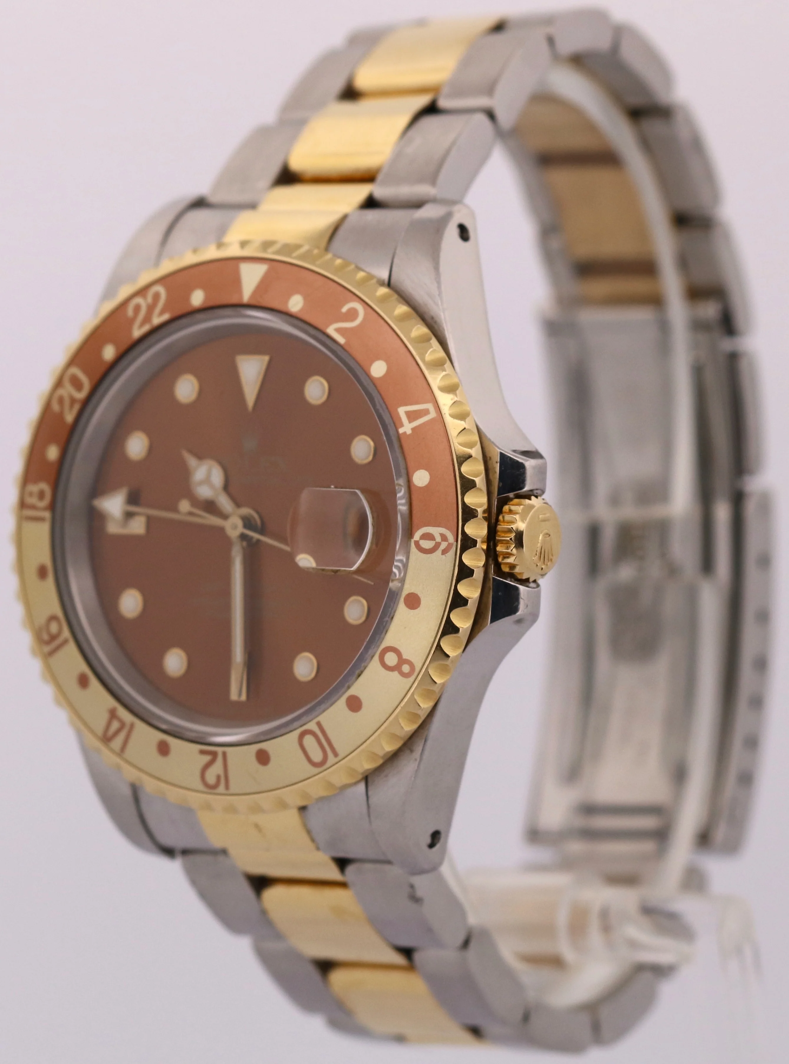 UNPOLISHED Rolex GMT-Master II ROOT BEER 18K Gold Steel Brown OYSTER Watch 16713 - Image 3
