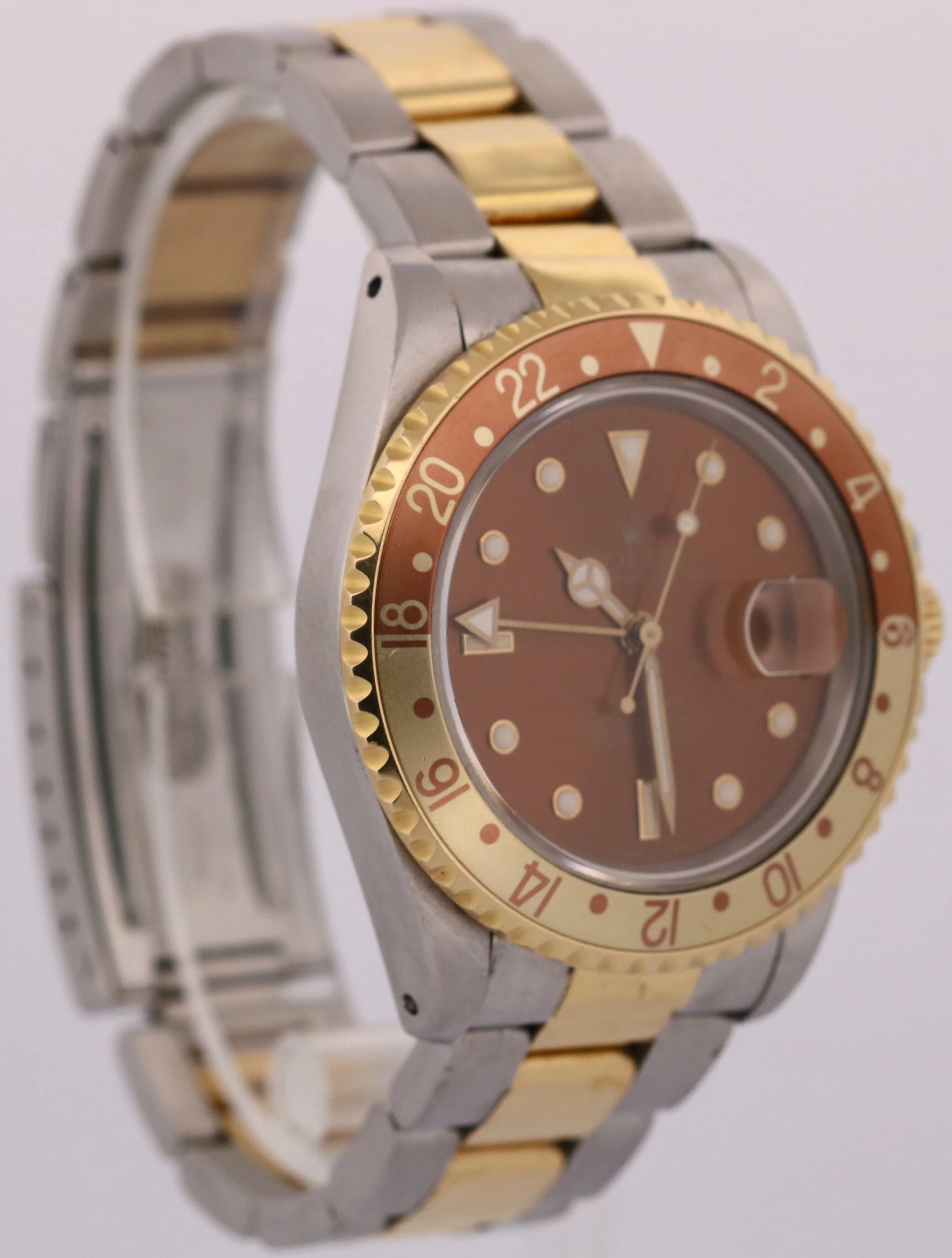 UNPOLISHED Rolex GMT-Master II ROOT BEER 18K Gold Steel Brown OYSTER Watch 16713 - Image 4