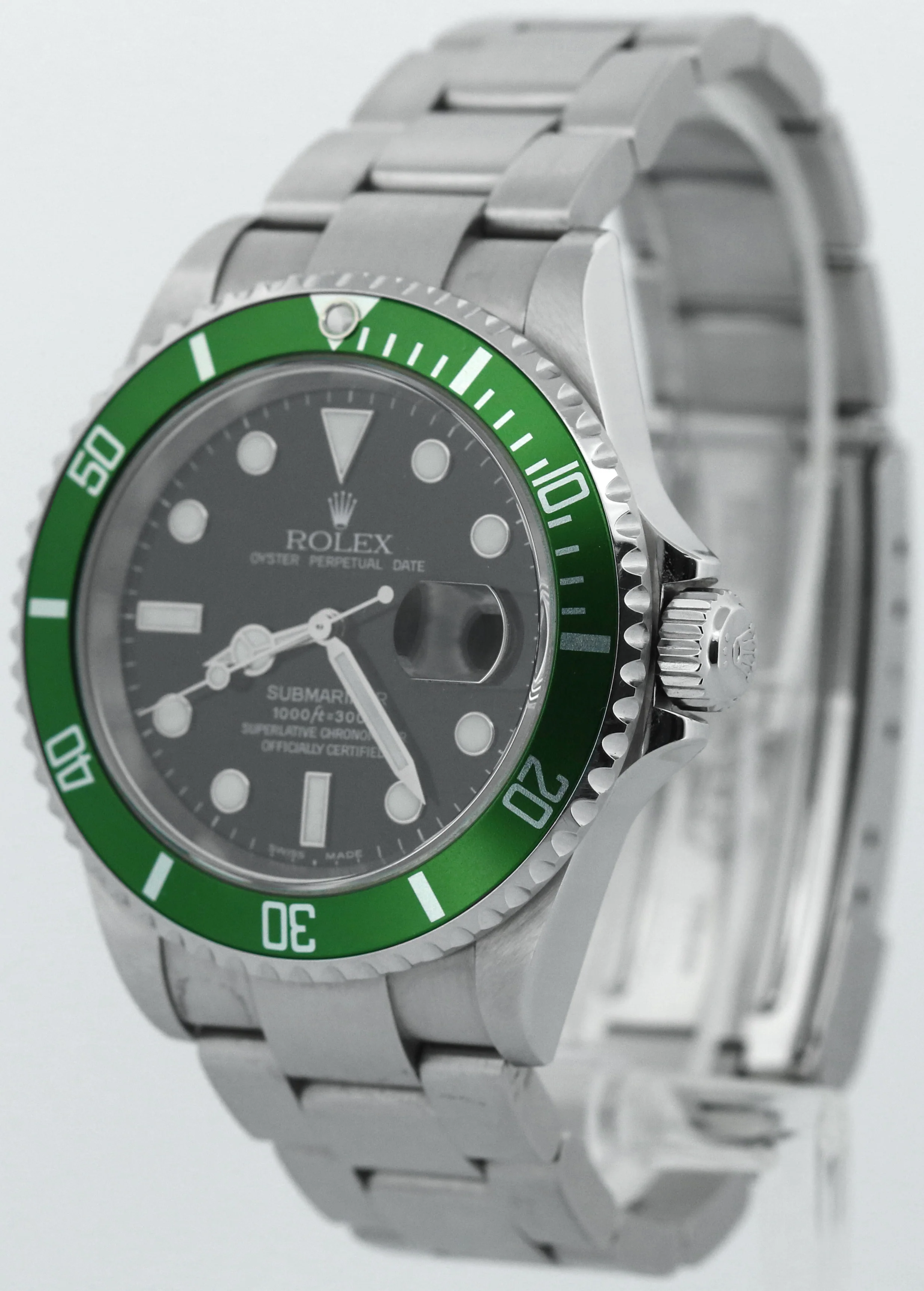 UNPOLISHED FLAT 4 Rolex Submariner Date 40mm KERMIT Green Stainless 16610 LV - Image 3