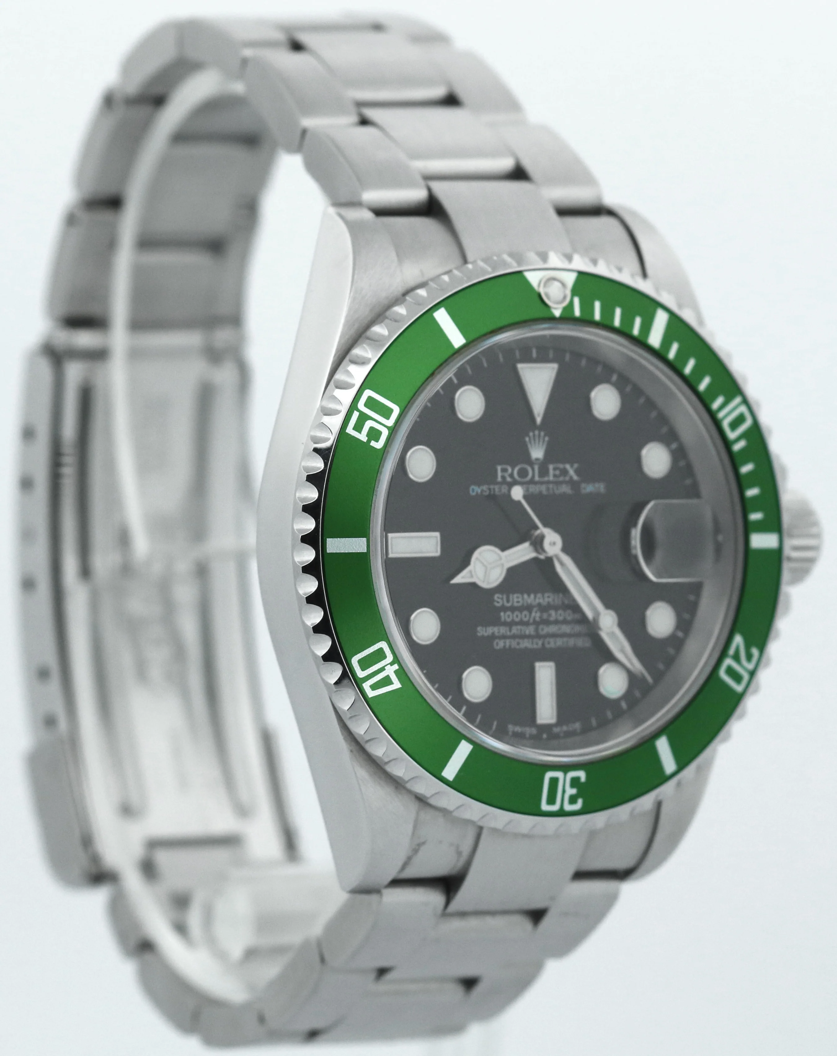 UNPOLISHED FLAT 4 Rolex Submariner Date 40mm KERMIT Green Stainless 16610 LV - Image 4