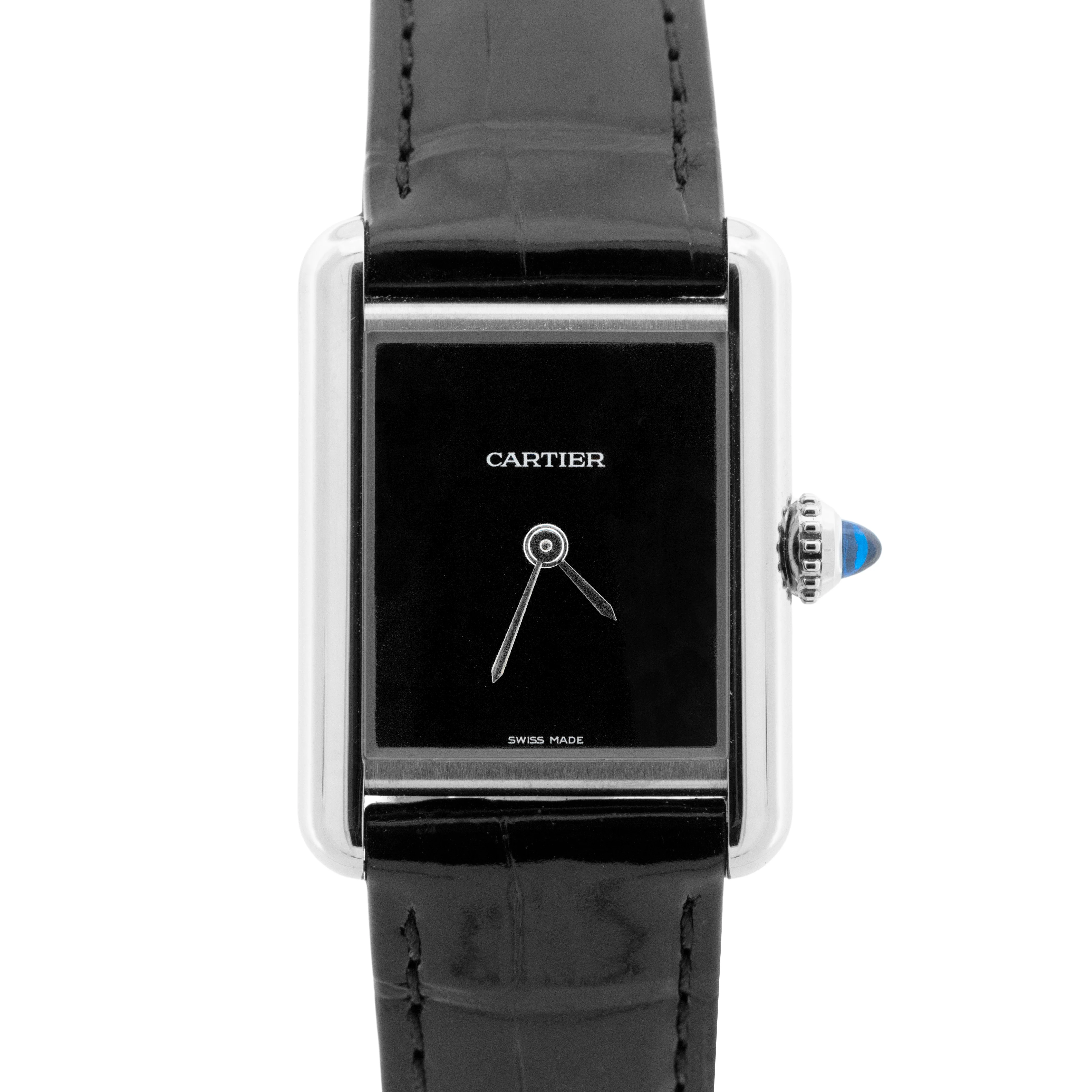 UNWORN 2024 PAPERS Cartier Tank Must 22mm WSTA0071 4322 Black Leather Watch BOX