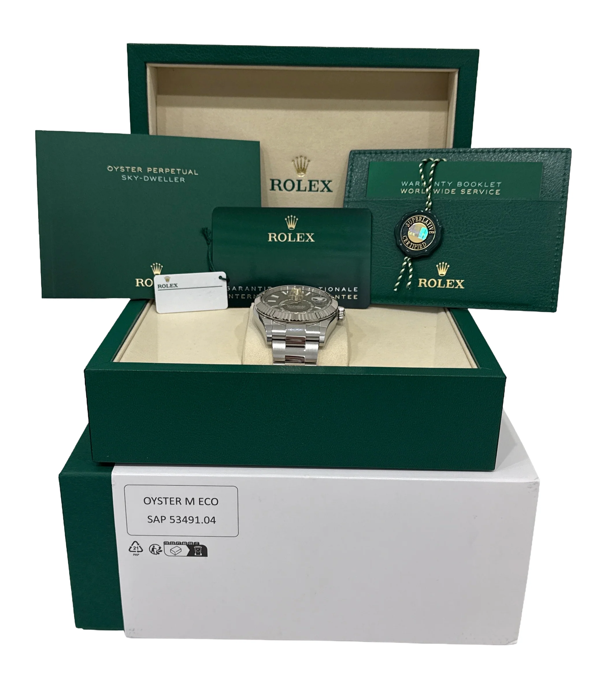 UNWORN NOV 2025 PAPERS Rolex Sky-Dweller GREEN Oyster 18K 42mm 336934 Watch BOX - Image 2