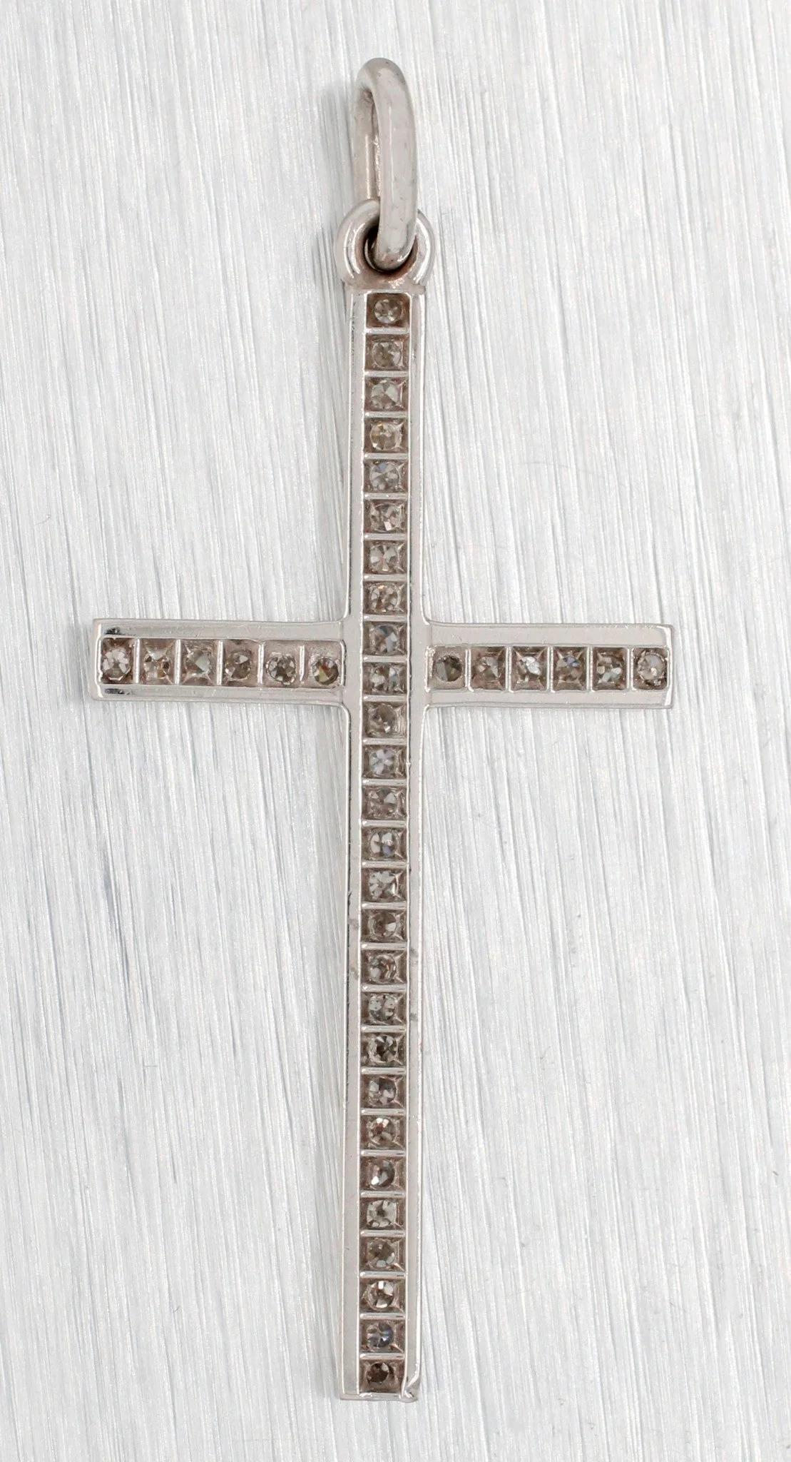 Vintage 0.10ctw Diamond Long Cross Pendant - 14k White Gold Charm - Image 2