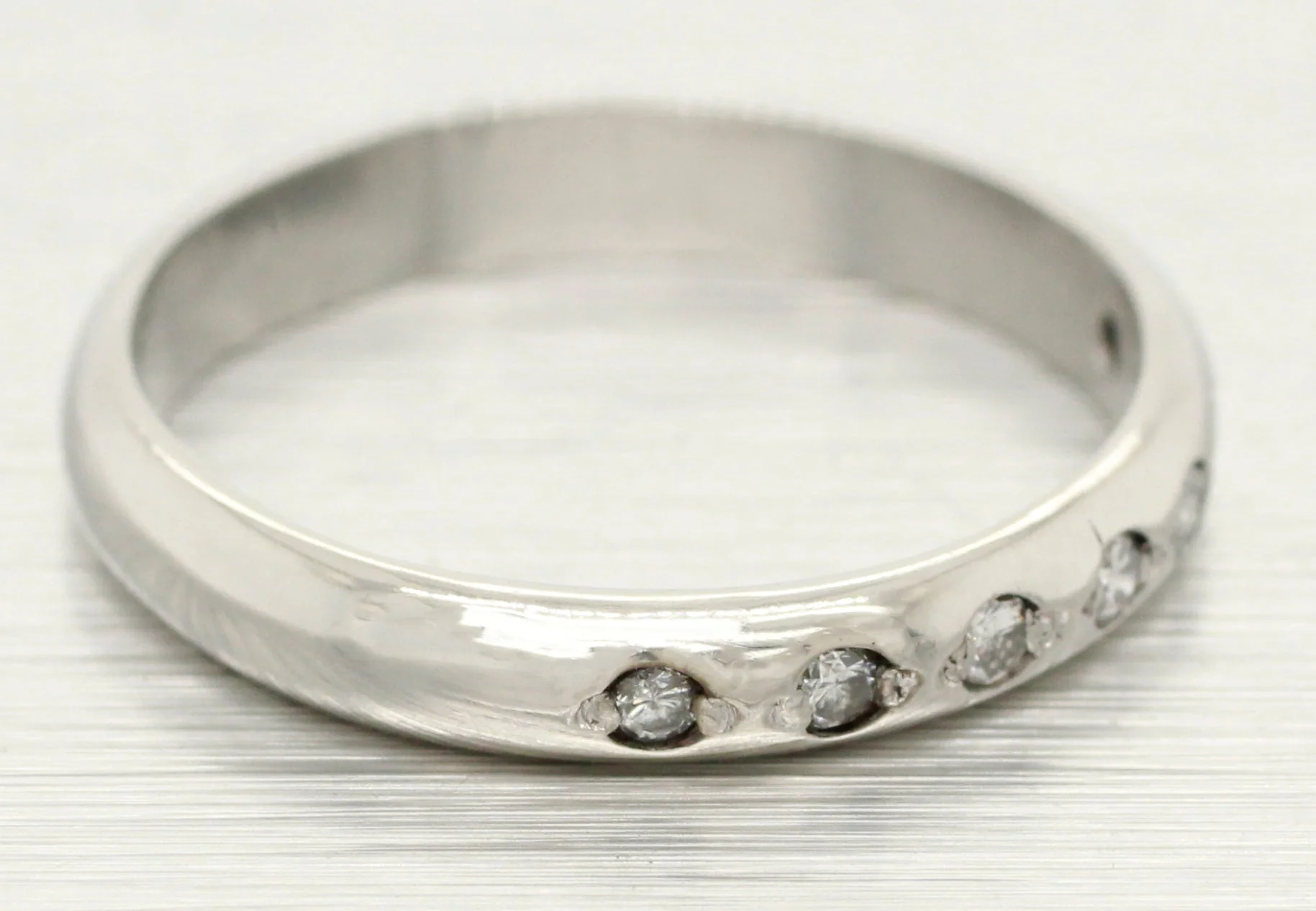 Vintage 0.07ctw Diamond Small Wedding Band - Thin Platinum Ring - Size 5.50 - Image 2