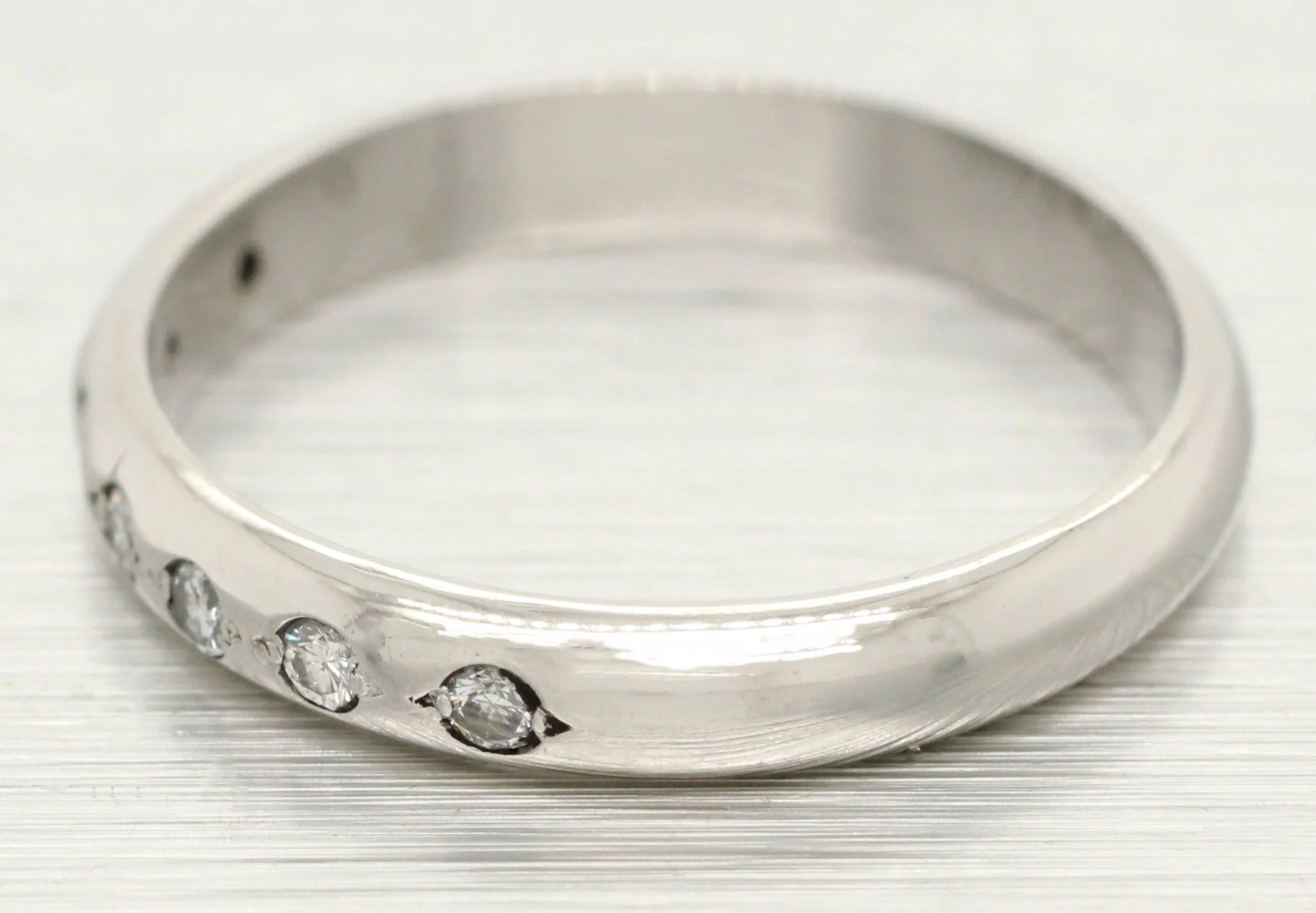 Vintage 0.07ctw Diamond Small Wedding Band - Thin Platinum Ring - Size 5.50 - Image 3