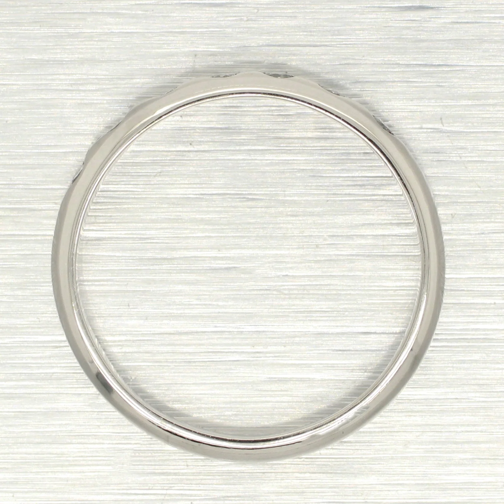 Vintage 0.07ctw Diamond Small Wedding Band - Thin Platinum Ring - Size 5.50 - Image 7