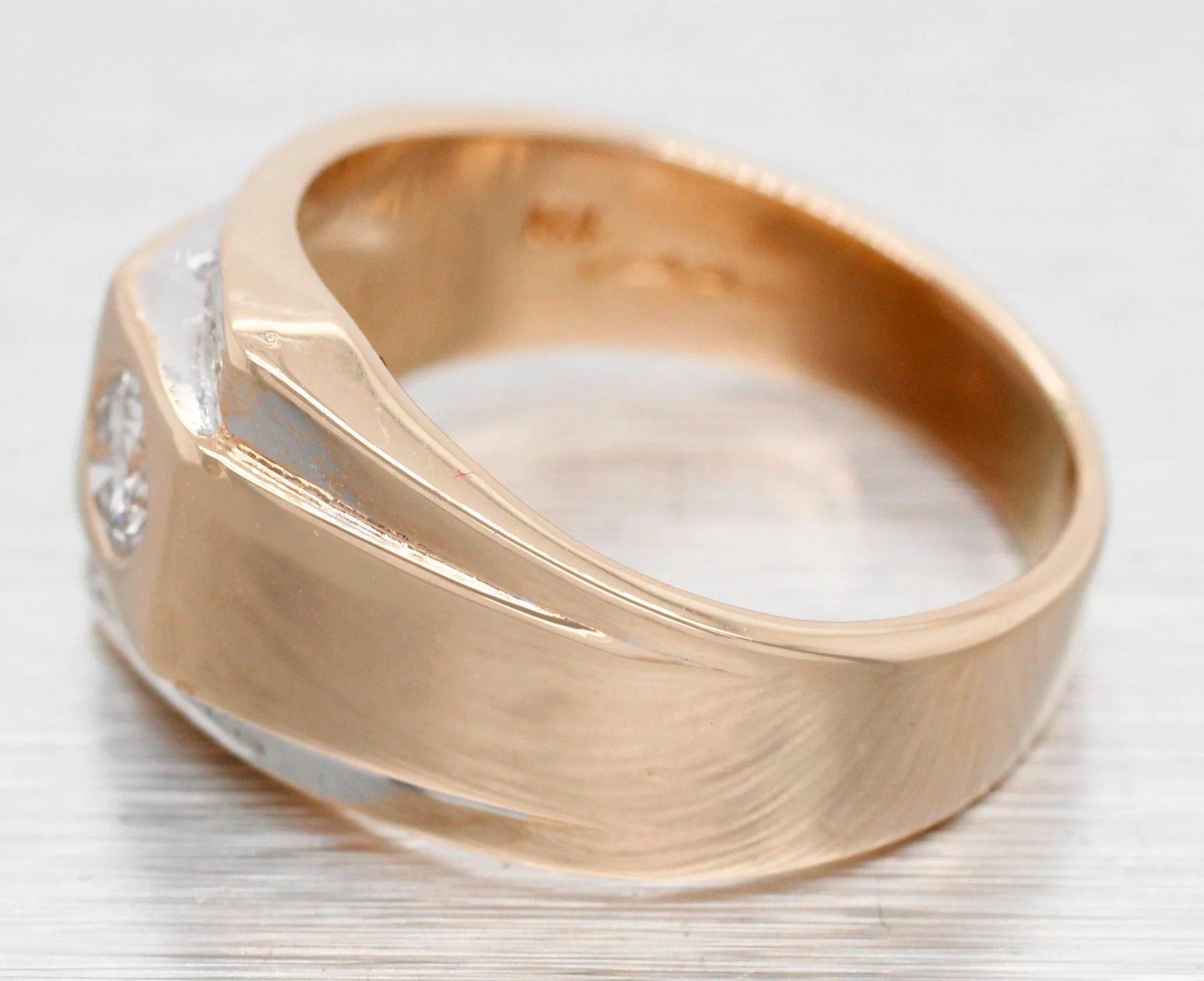 Vintage 0.36ctw Diamond Men's Signet Ring - 14k Yellow Gold - Size 7.75 - Image 2