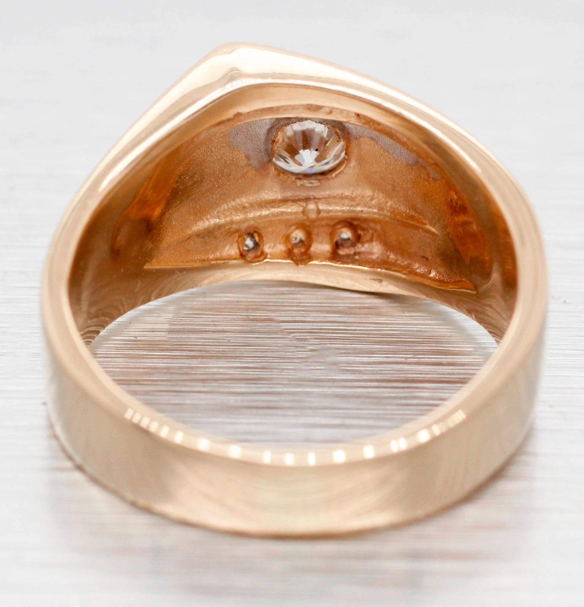 Vintage 0.36ctw Diamond Men's Signet Ring - 14k Yellow Gold - Size 7.75 - Image 5