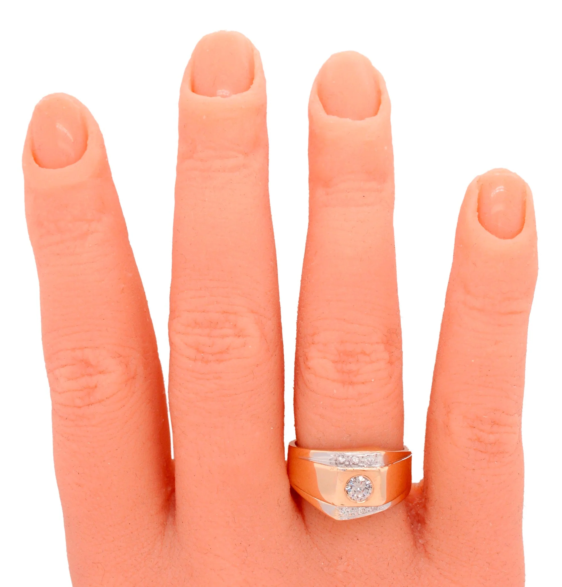 Vintage 0.36ctw Diamond Men's Signet Ring - 14k Yellow Gold - Size 7.75 - Image 7