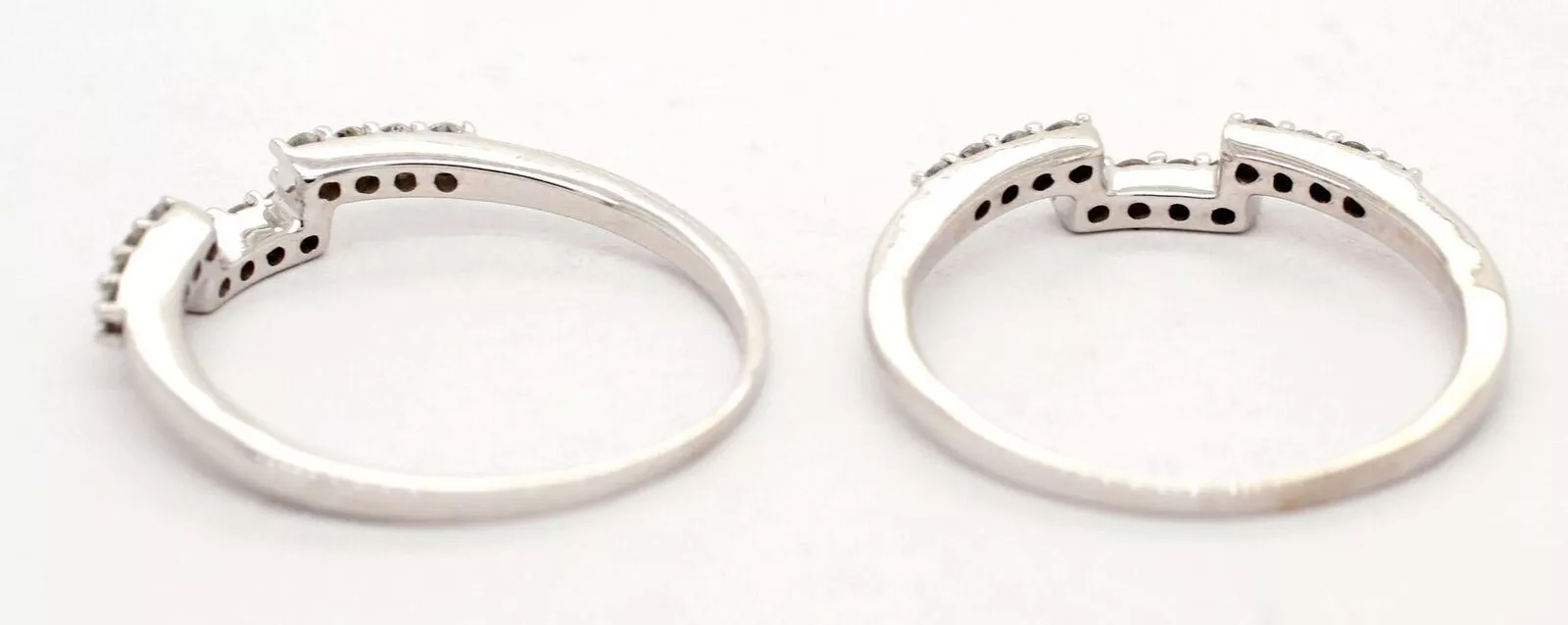 Vintage 0.40ctw Diamond Square-Wave Stackable Band Rings (Two) - 14k White Gold - Image 4