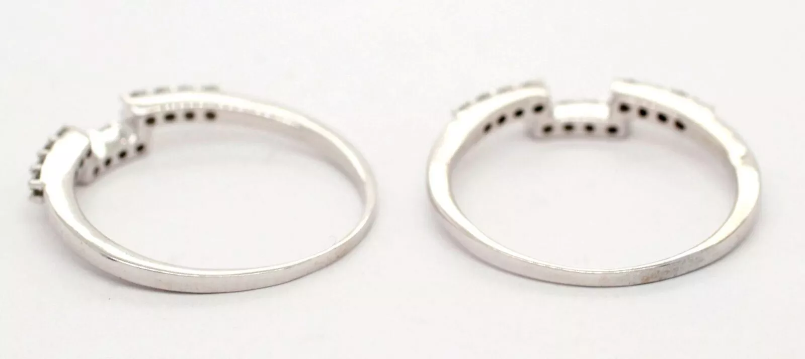 Vintage 0.40ctw Diamond Square-Wave Stackable Band Rings (Two) - 14k White Gold - Image 5