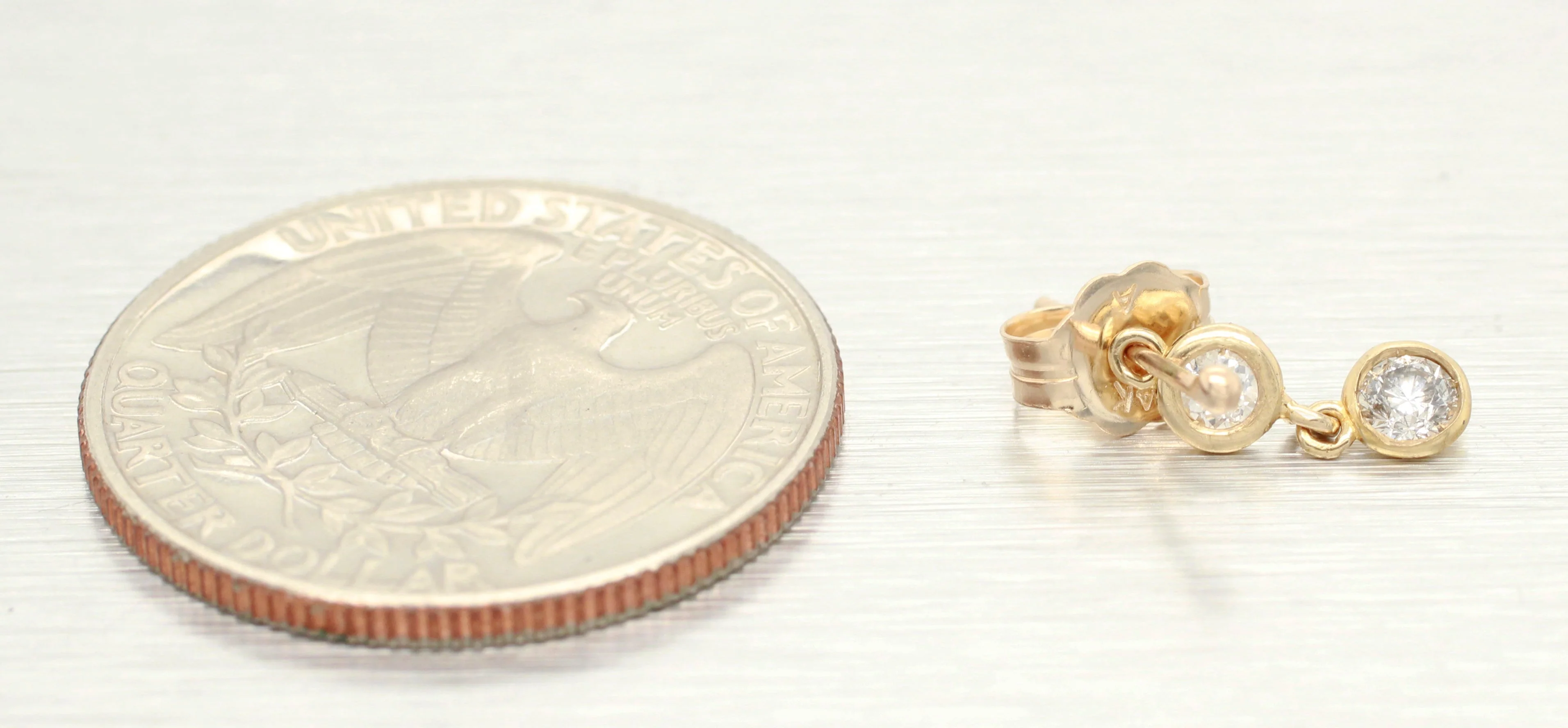 Vintage 0.40ctw Double Diamond Earrings - 14k Yellow Gold - Image 2