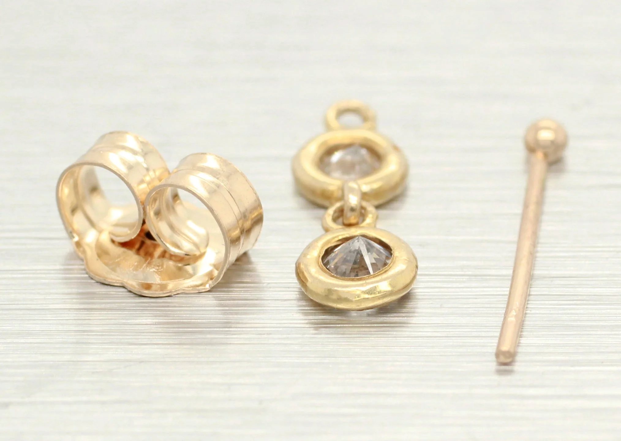 Vintage 0.40ctw Double Diamond Earrings - 14k Yellow Gold - Image 4