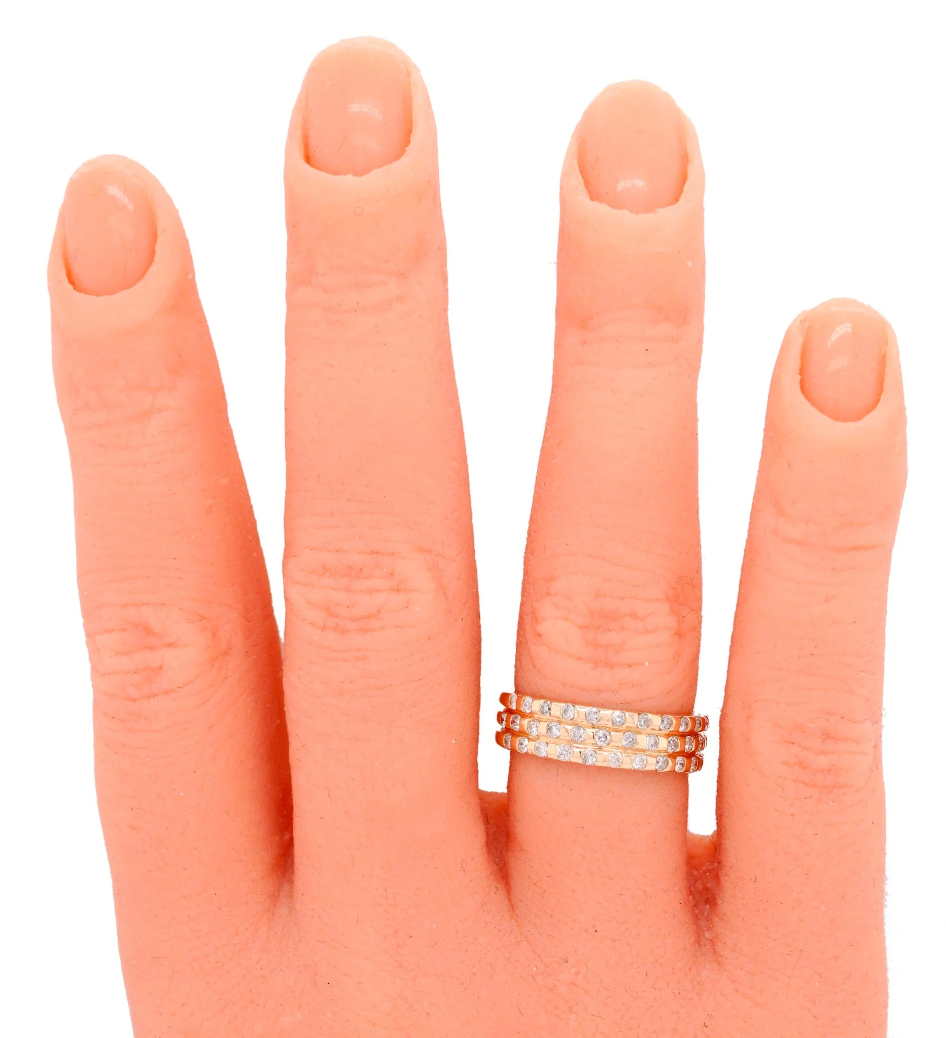 Vintage 0.50ctw Diamond Three-Row Cluster Wedding Band Ring - 14k Yellow Gold - Image 7