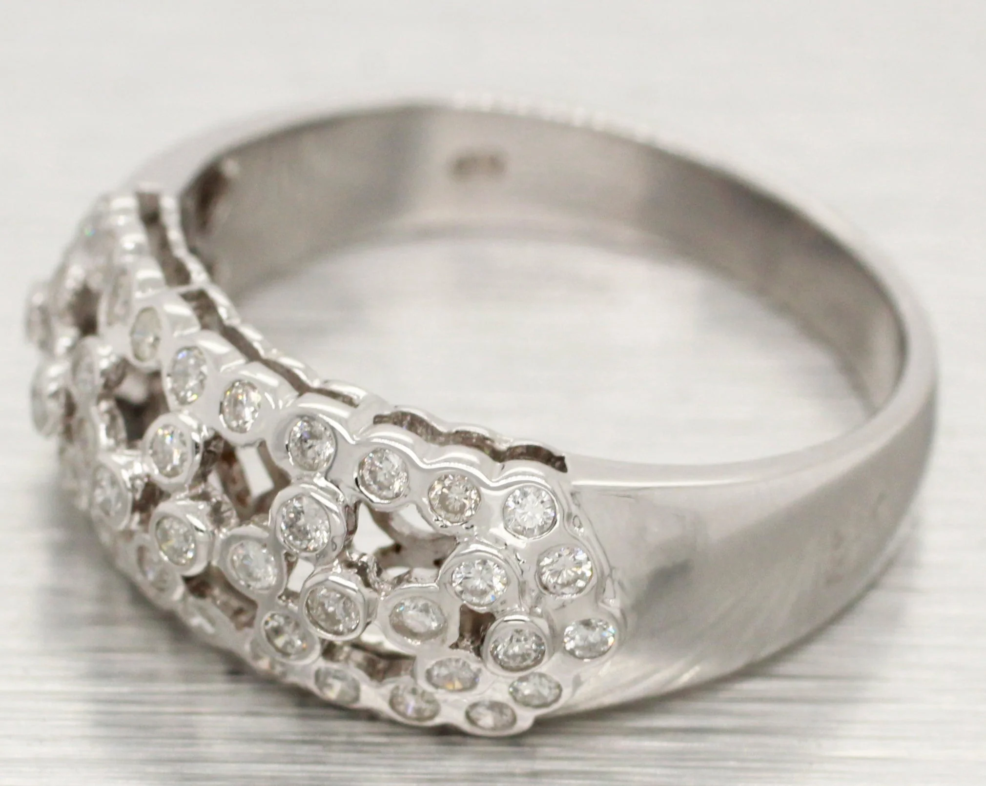 Vintage 0.50ctw Studded Diamond Band Ring - 14k White Gold - Size 9 - Image 2