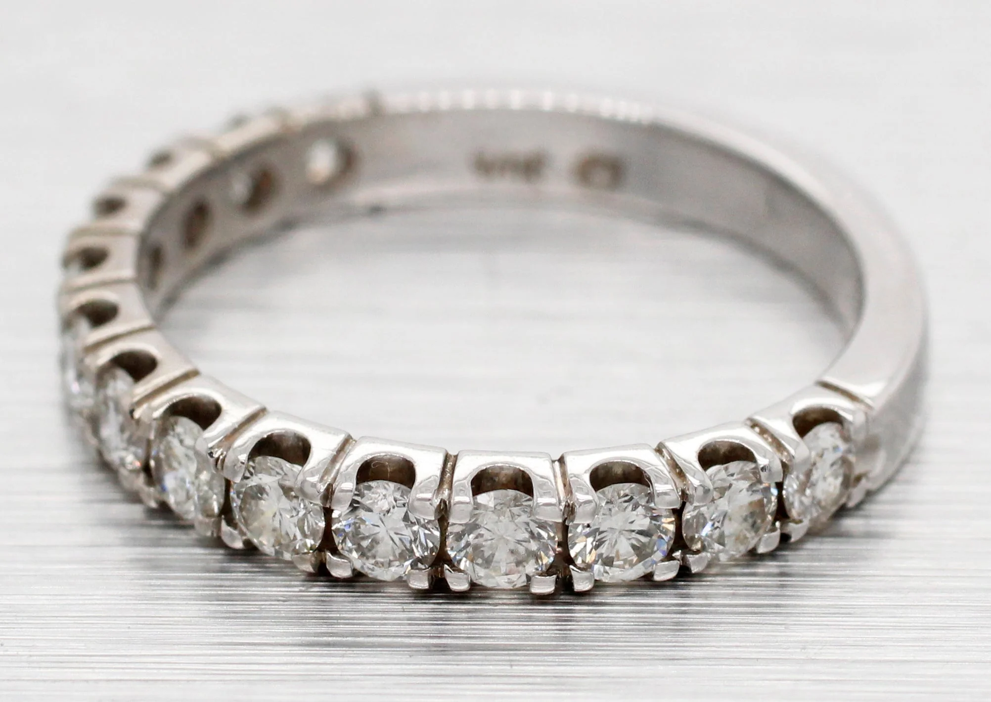 Vintage 0.60ctw Diamond Wedding Band Ring - 14k White Gold - Half-Eternity Style - Image 2