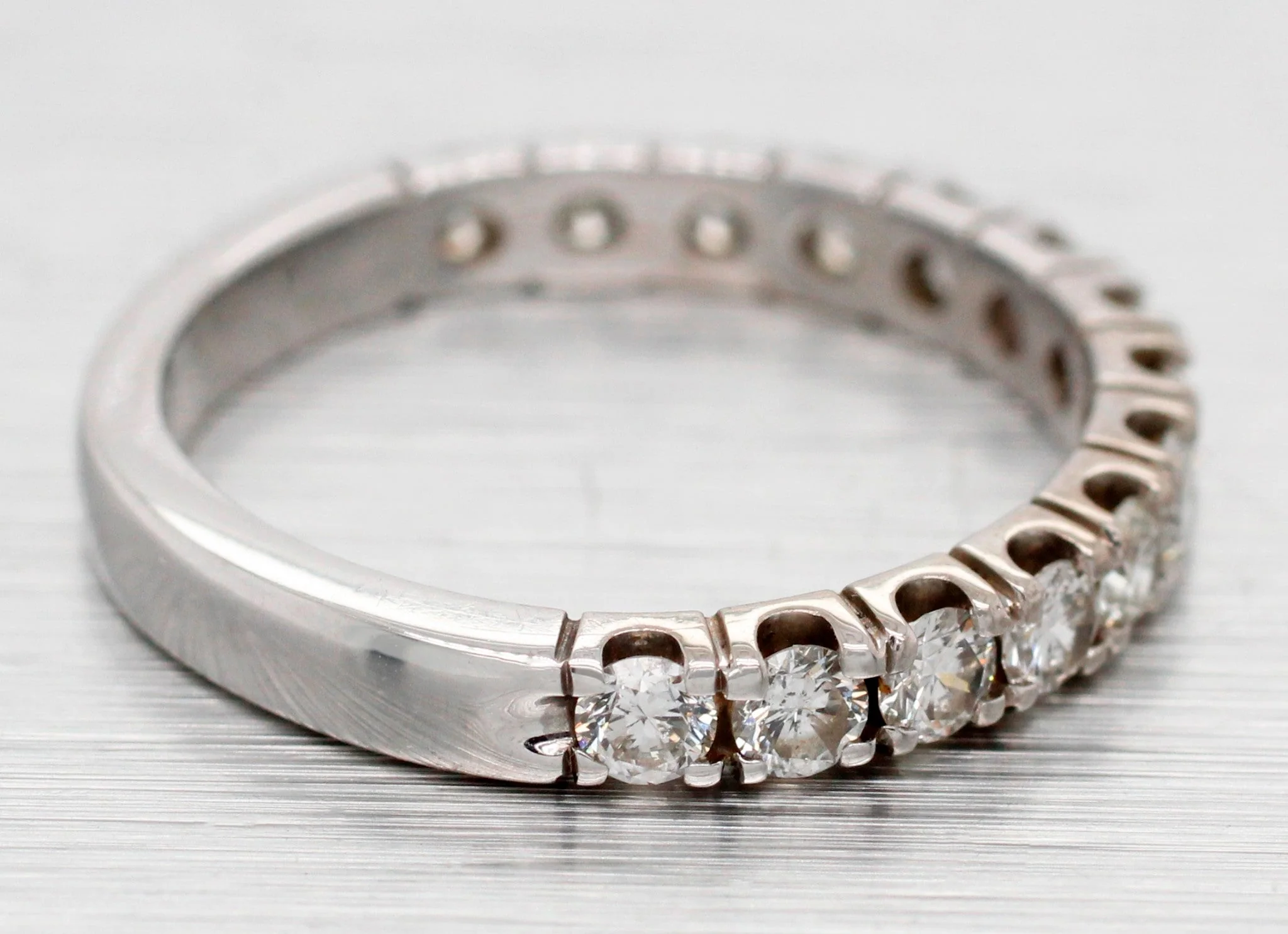 Vintage 0.60ctw Diamond Wedding Band Ring - 14k White Gold - Half-Eternity Style - Image 4