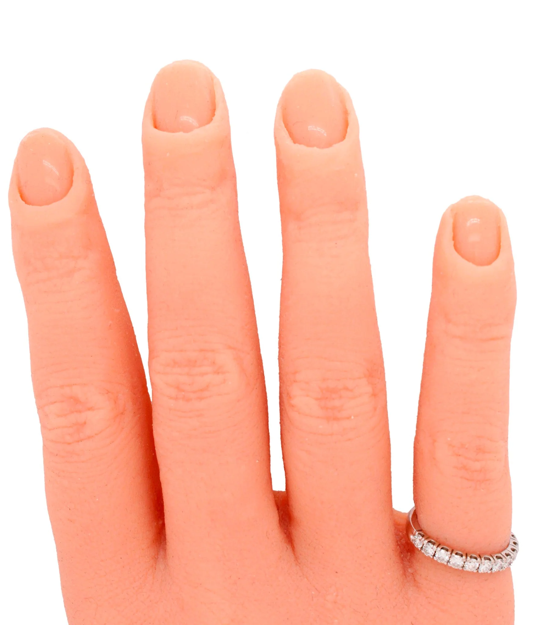 Vintage 0.60ctw Diamond Wedding Band Ring - 14k White Gold - Half-Eternity Style - Image 7