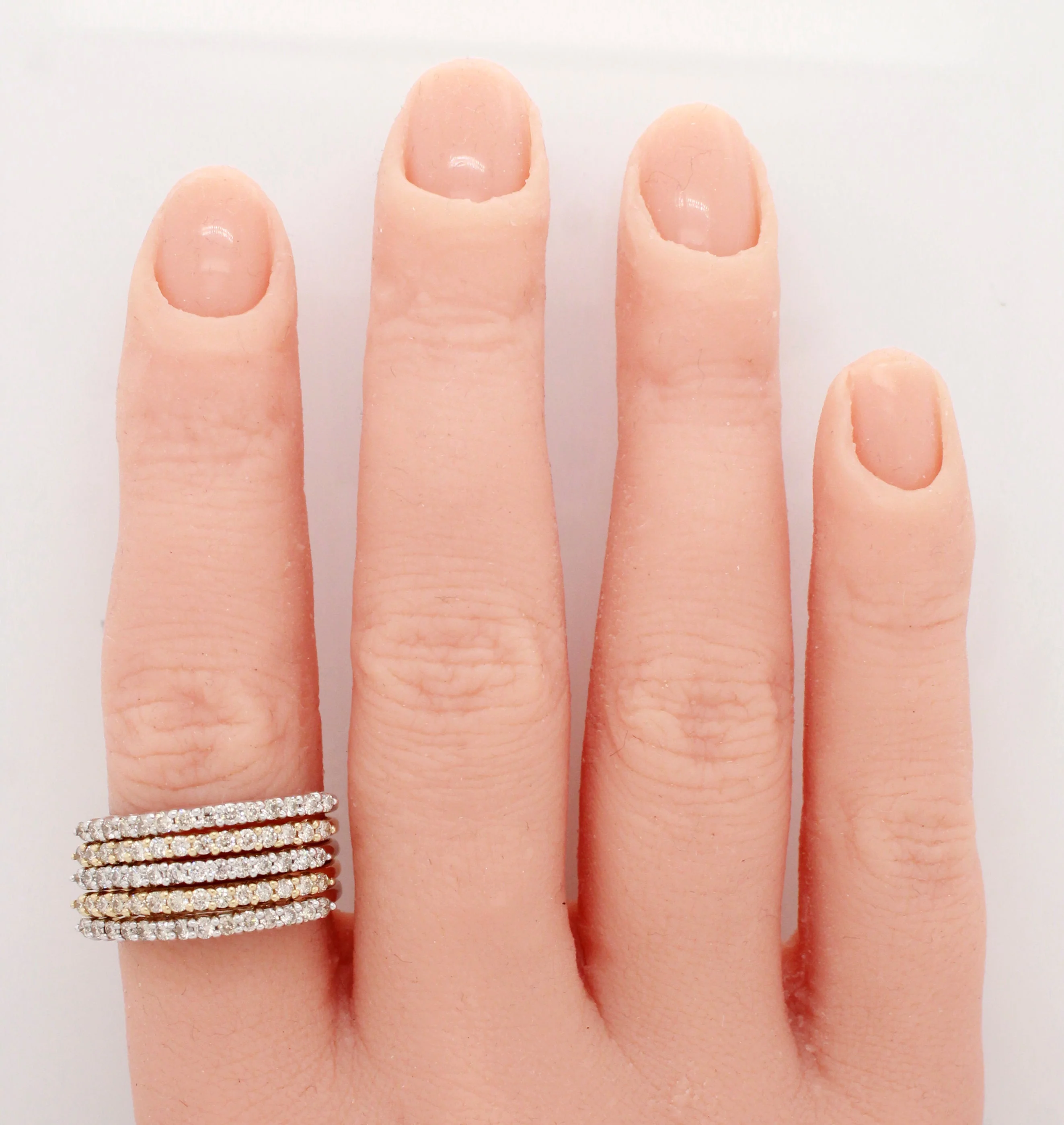 Vintage 0.70ctw Diamond Bypass Ring Stack of 5 - 14k Yellow & White Gold Bands - Image 11
