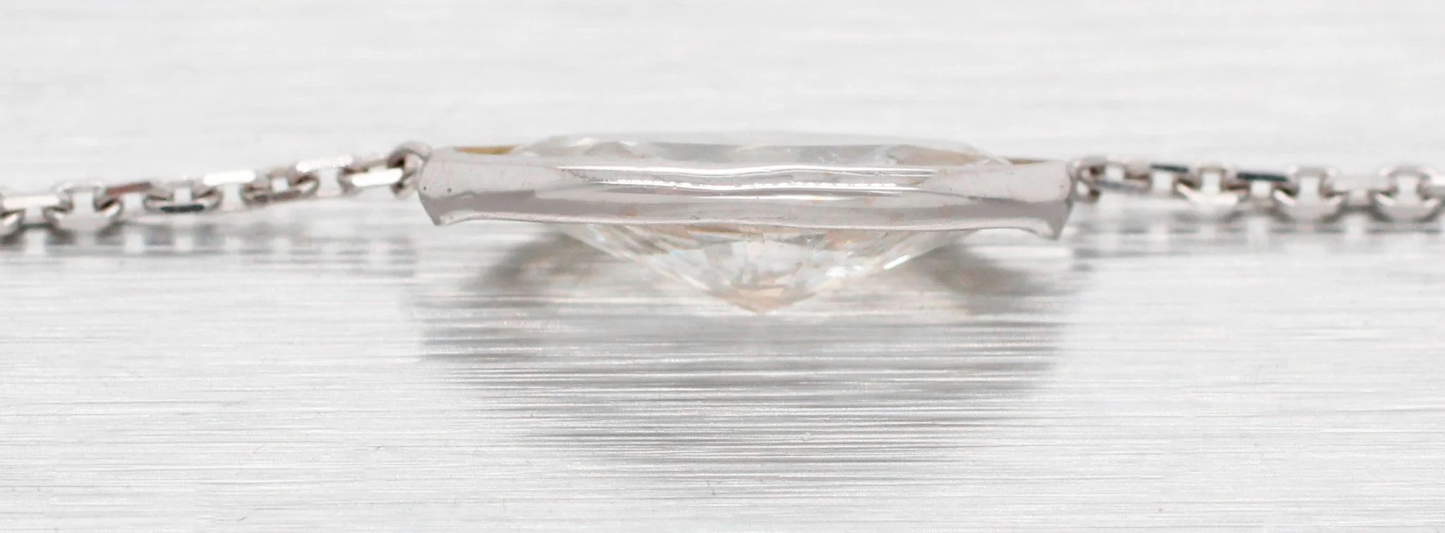 Vintage 1.10ct Marquise Diamond Pendant - 14k White Gold Necklace - 18" - Image 2