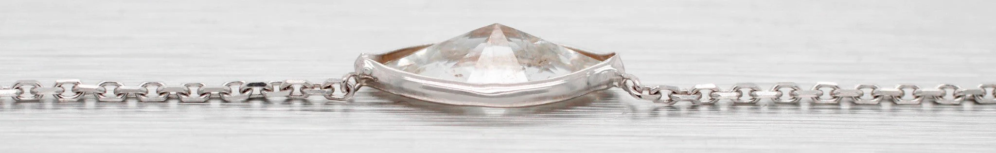 Vintage 1.10ct Marquise Diamond Pendant - 14k White Gold Necklace - 18" - Image 6