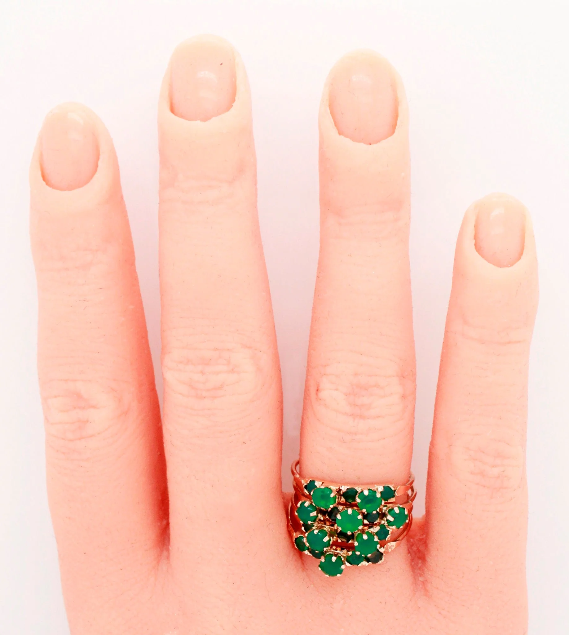 Vintage 1.60ctw Emerald Multi-Band Ring - 14k Yellow Gold Harem Ring - Image 7