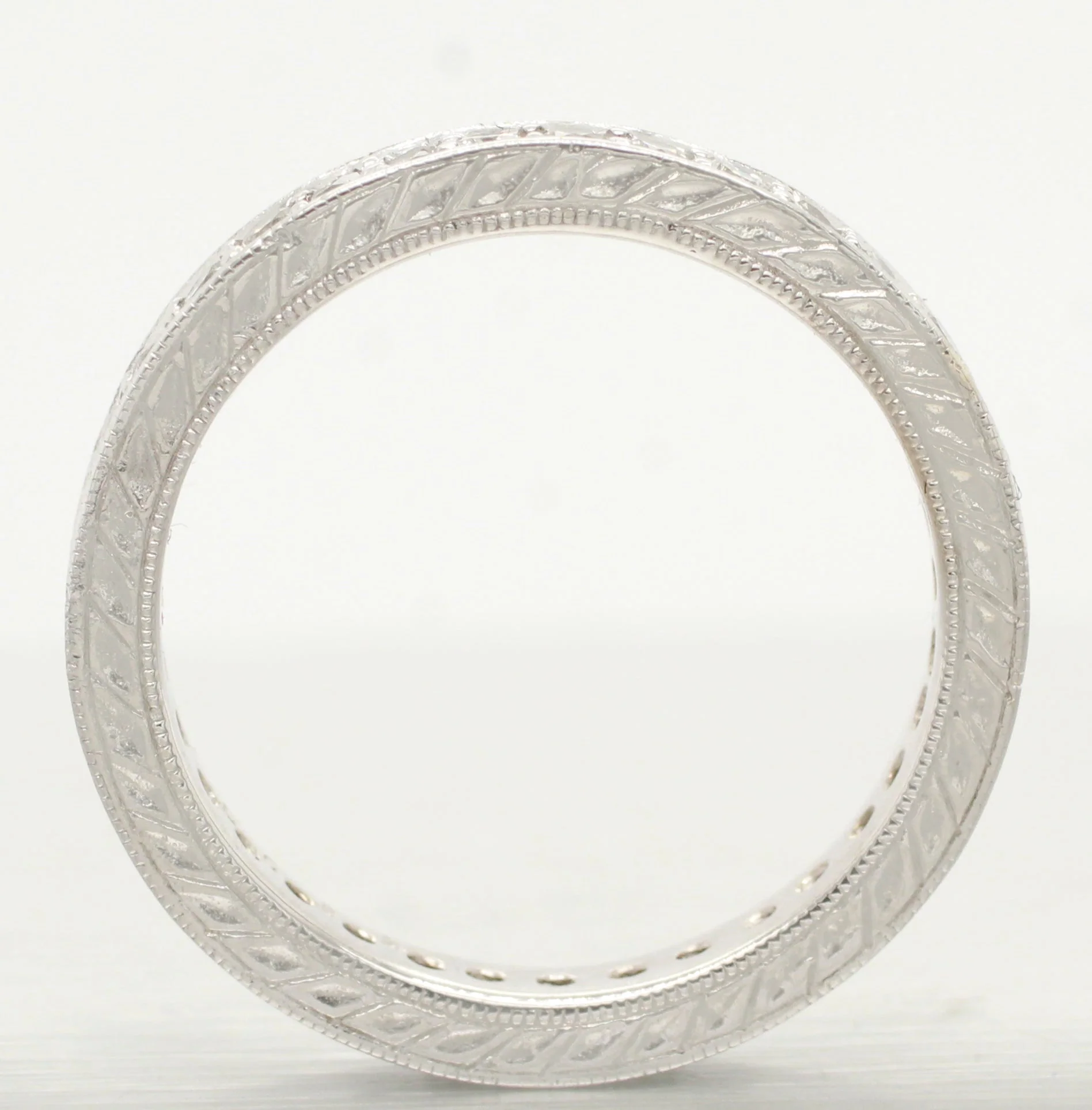 Vintage 1 ctw Diamond Eternity Band 18k White Gold Channel-Set Ring - Image 2