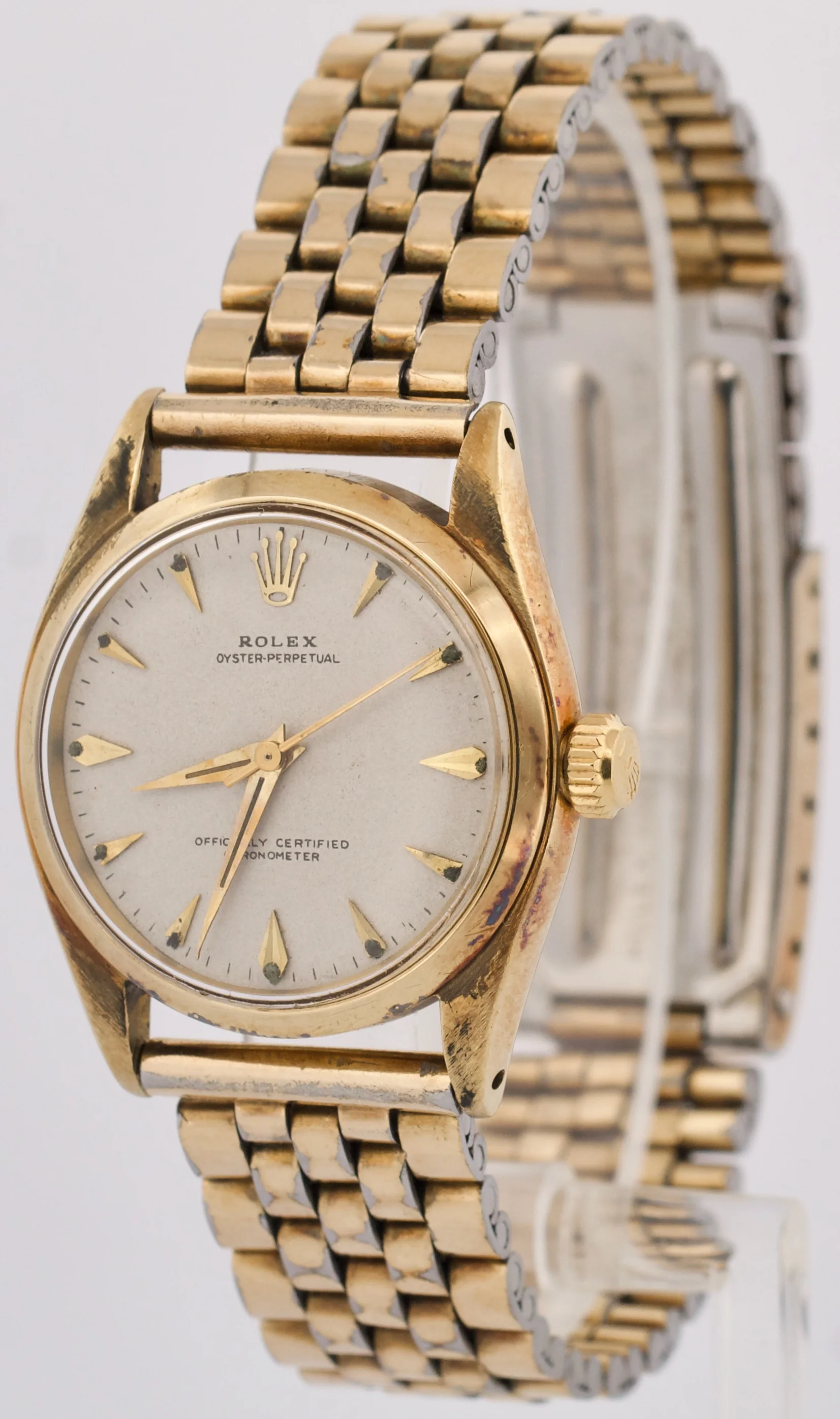 VINTAGE 1958 Rolex Oyster Perpetual IVORY 31mm 14K Yellow Gold JUBILEE 6548 - Image 3