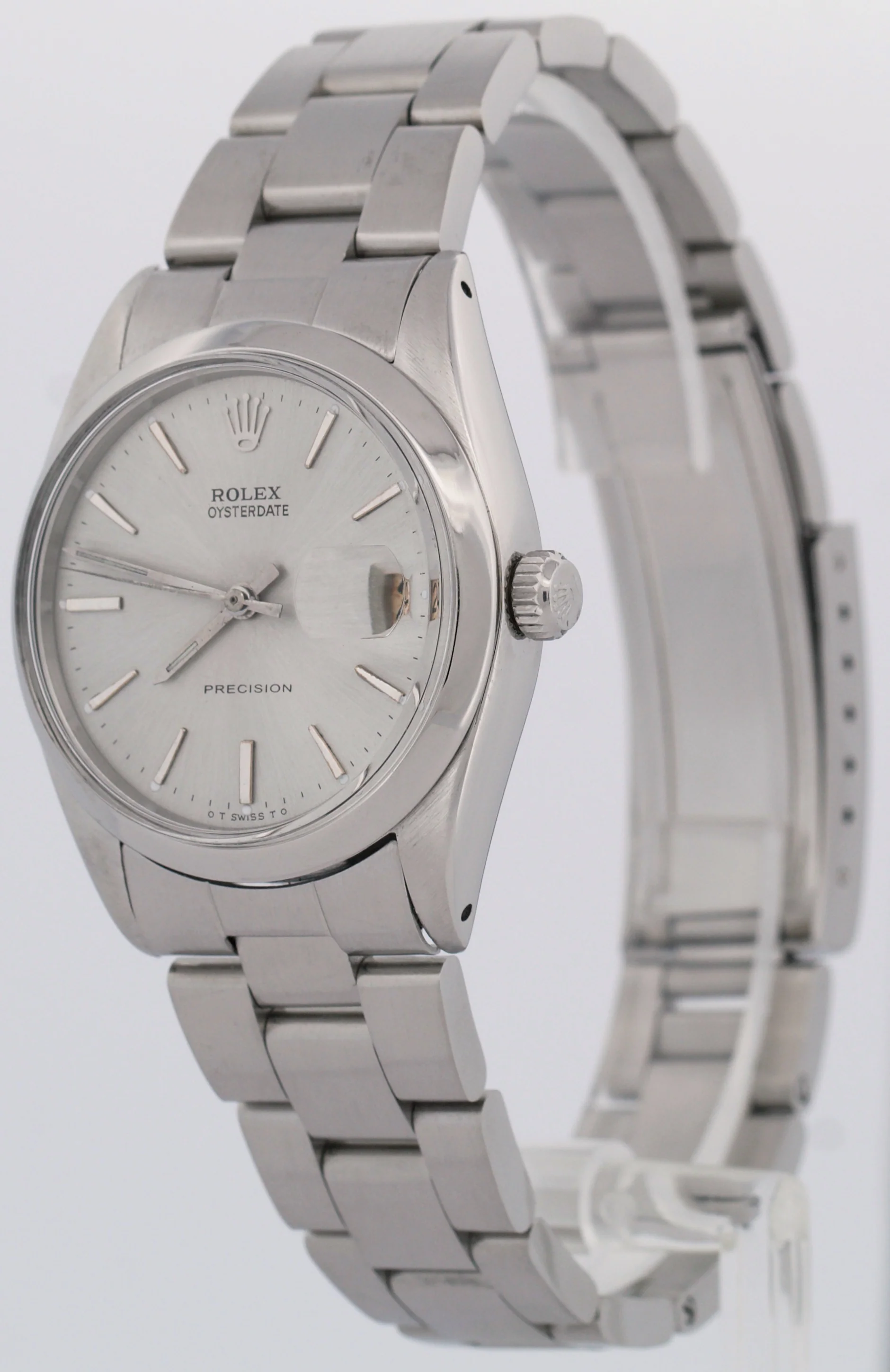 VINTAGE 1966 Rolex Oysterdate Precision SILVER Stainless Steel PATINA 34mm 6694 - Image 3