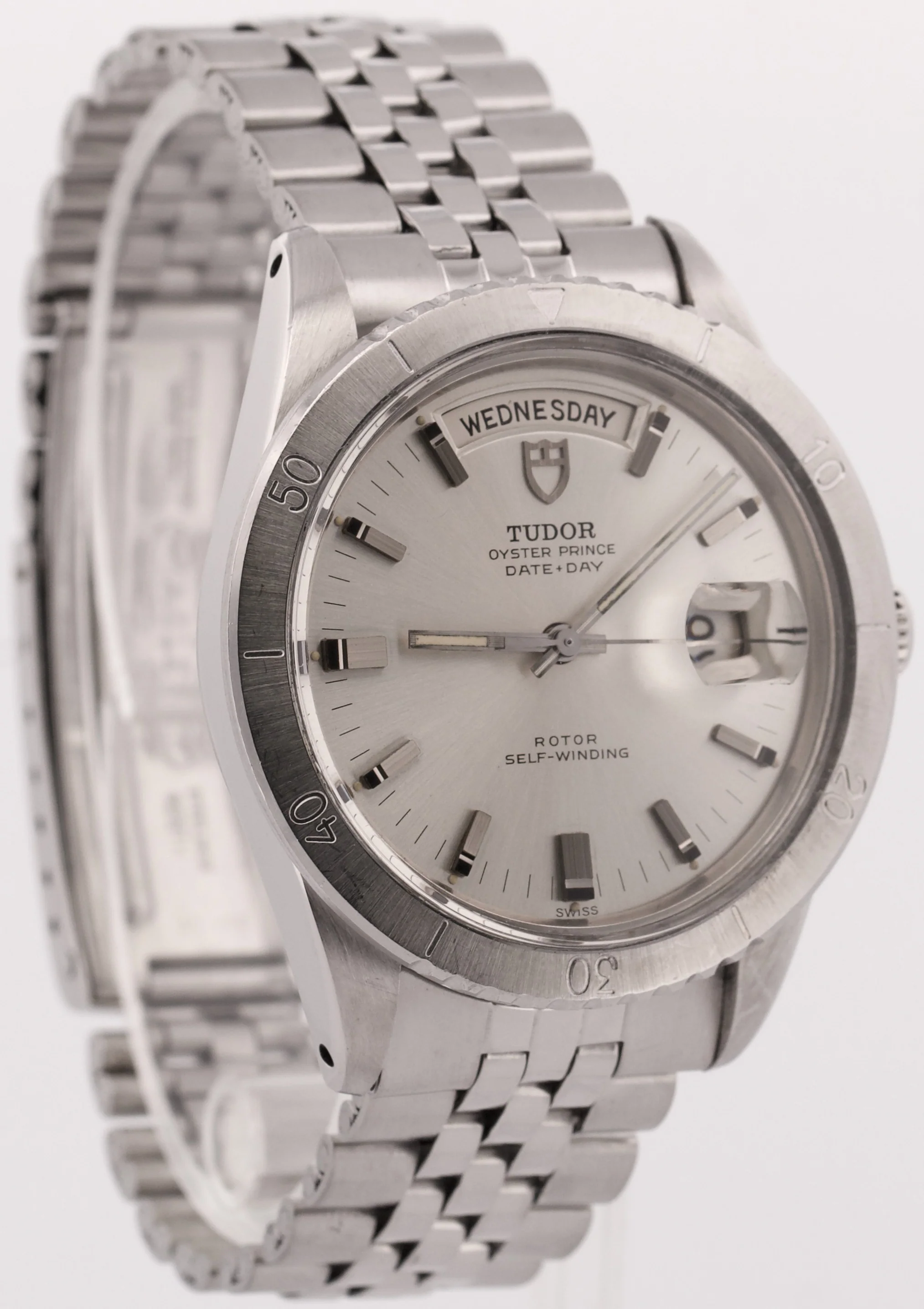VINTAGE 1969 Tudor Oyster Prince SILVER Date + Day 39mm 7020 Stainless Steel - Image 4