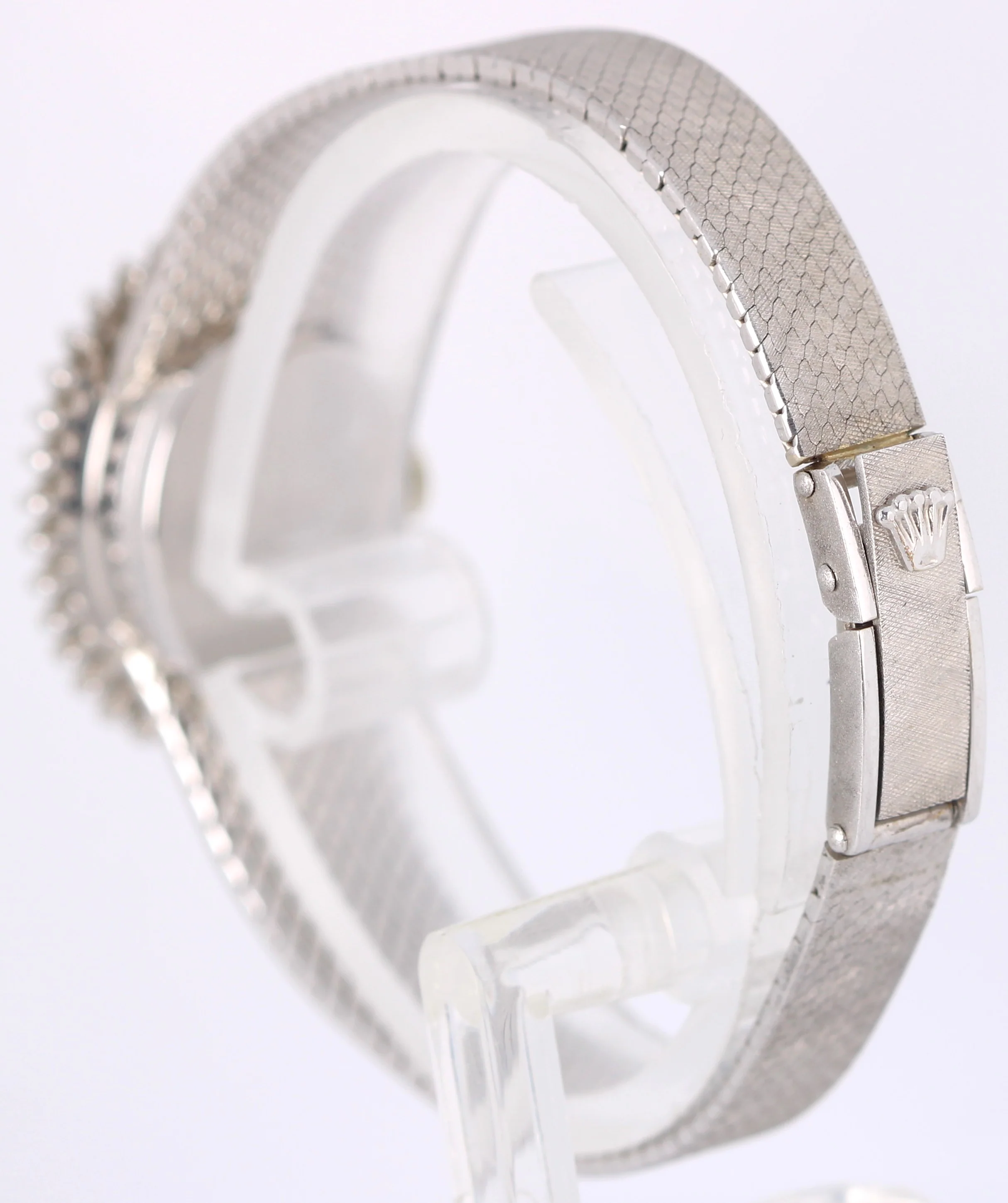 VINTAGE 1971 PAPERS Rolex 14k White Gold DIAMOND Silver 21mmX26mm 8330 Watch - Image 7