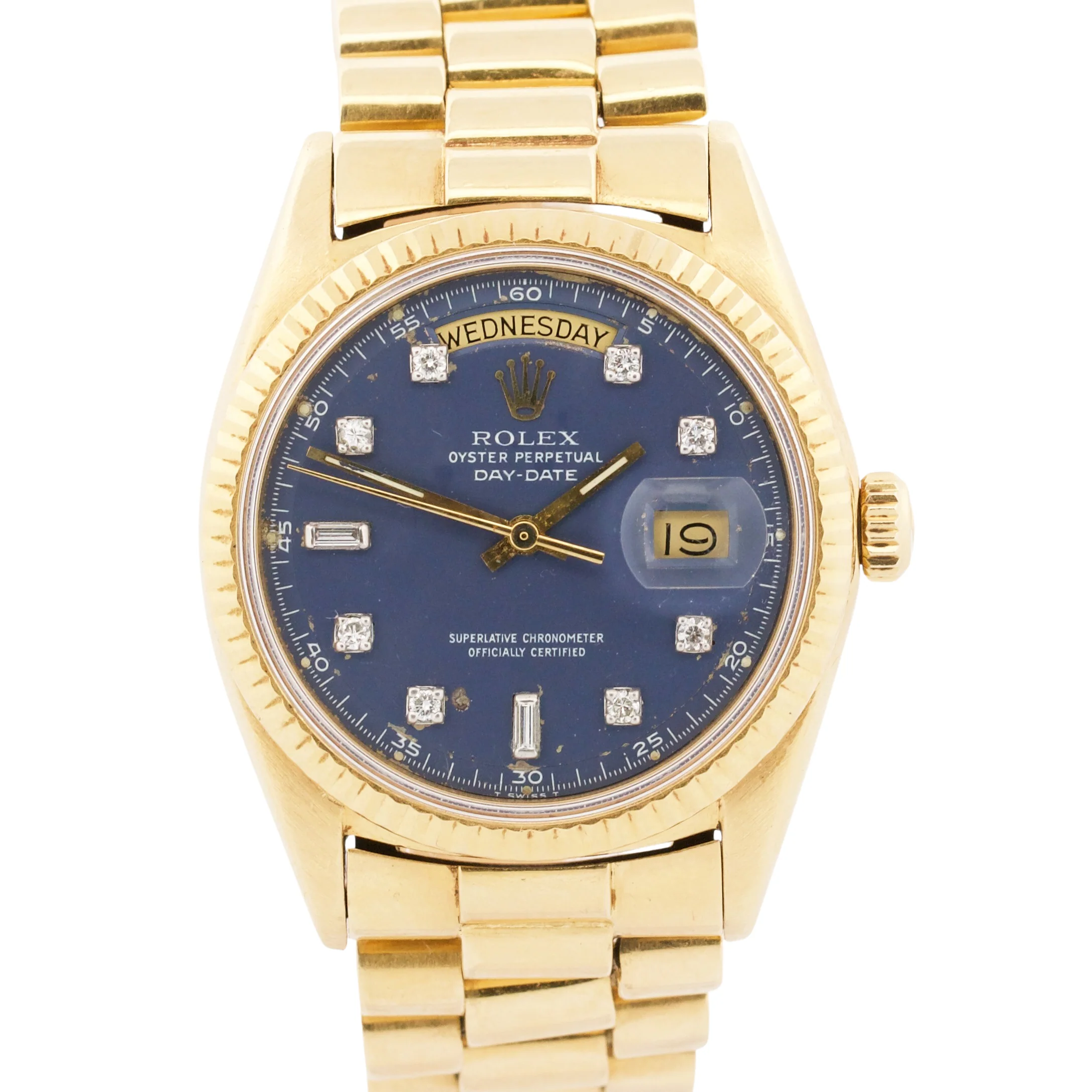 VINTAGE 1972 Rolex Day-Date President BLUE DIAMOND 36mm 18K Yellow Gold 1803