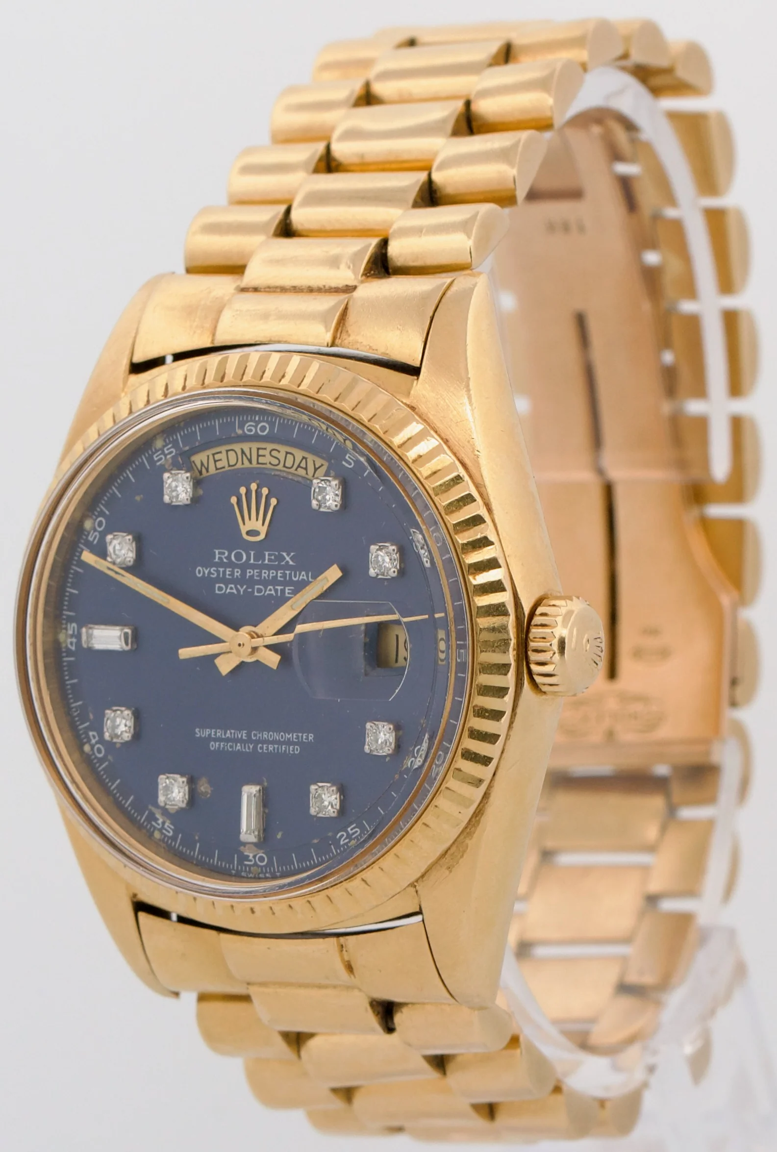 VINTAGE 1972 Rolex Day-Date President BLUE DIAMOND 36mm 18K Yellow Gold 1803 - Image 3