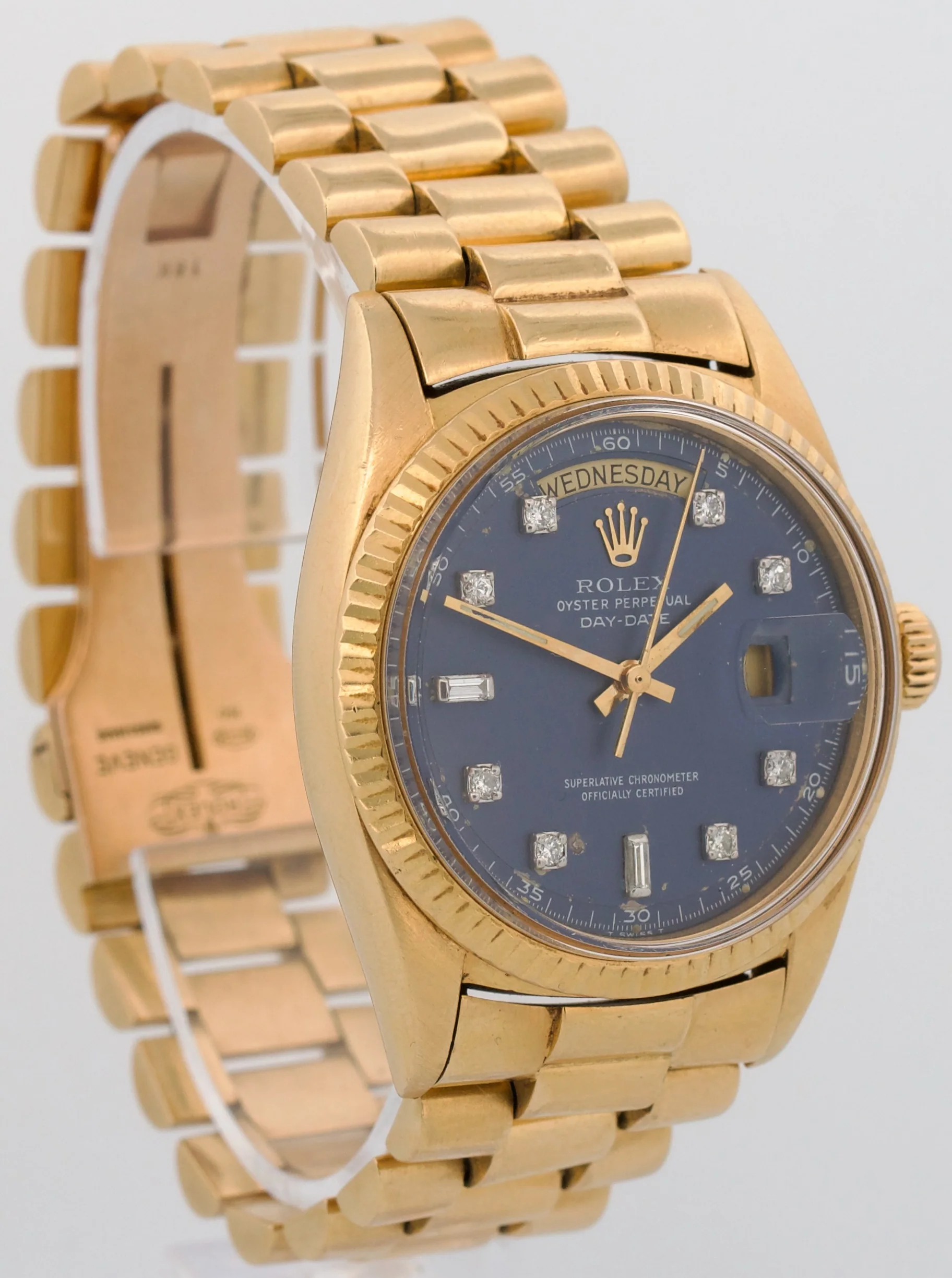 VINTAGE 1972 Rolex Day-Date President BLUE DIAMOND 36mm 18K Yellow Gold 1803 - Image 4