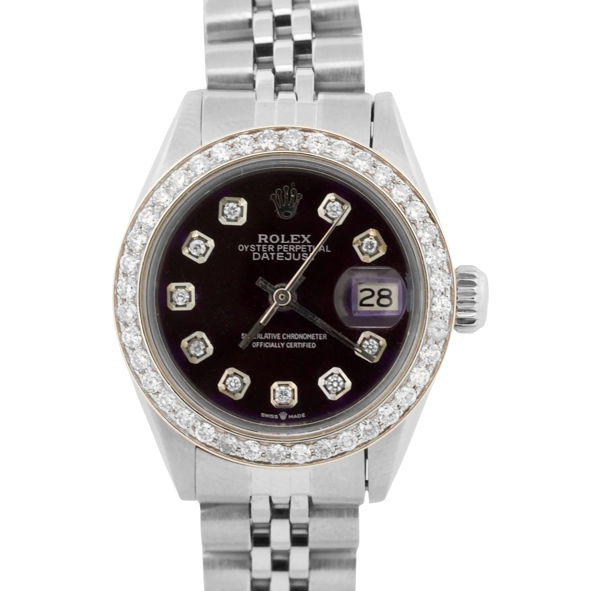 VINTAGE 1974 Rolex DateJust PURPLE DIAMOND Stainless Steel JUBILEE 26mm 6917