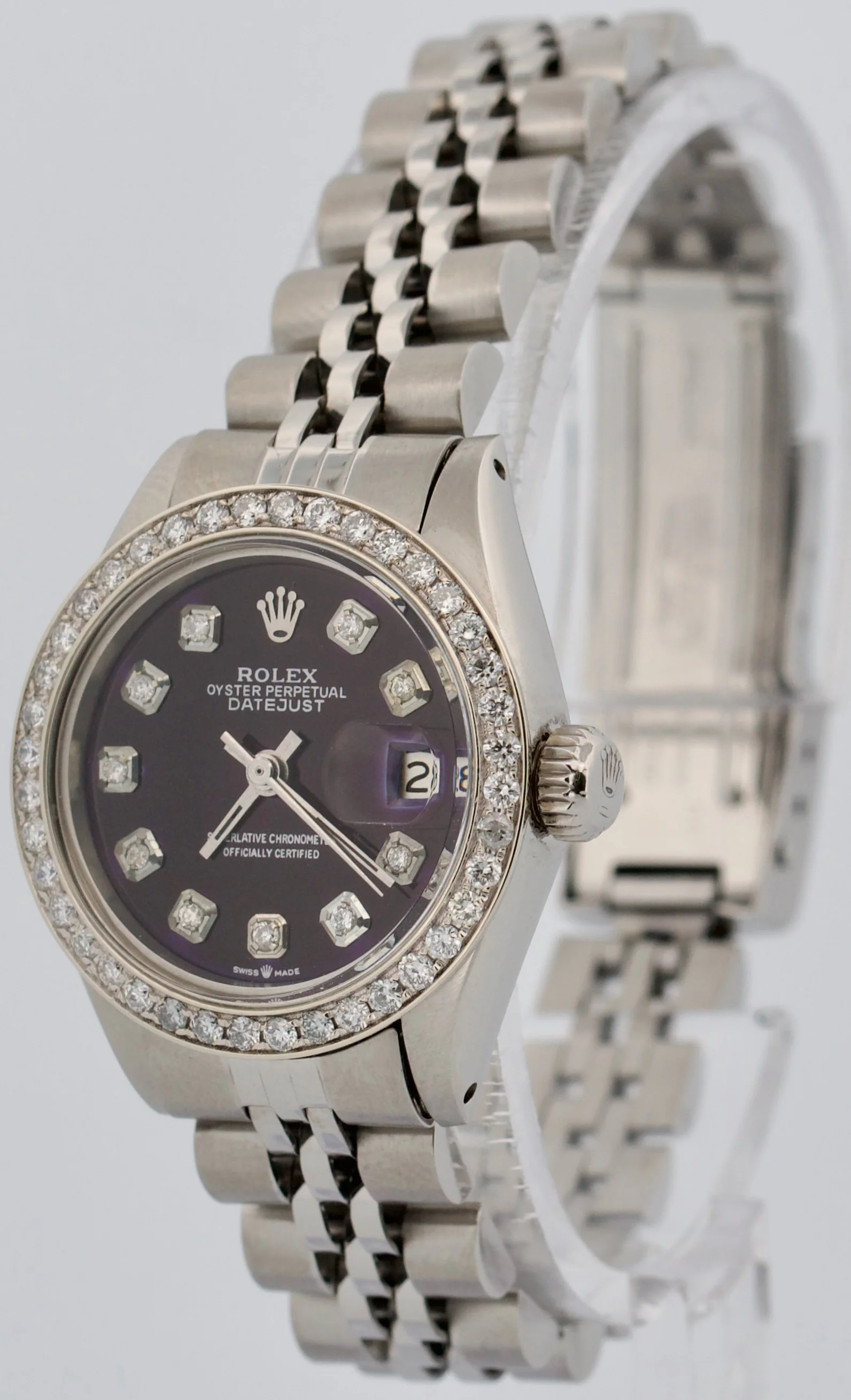 VINTAGE 1974 Rolex DateJust PURPLE DIAMOND Stainless Steel JUBILEE 26mm 6917 - Image 4