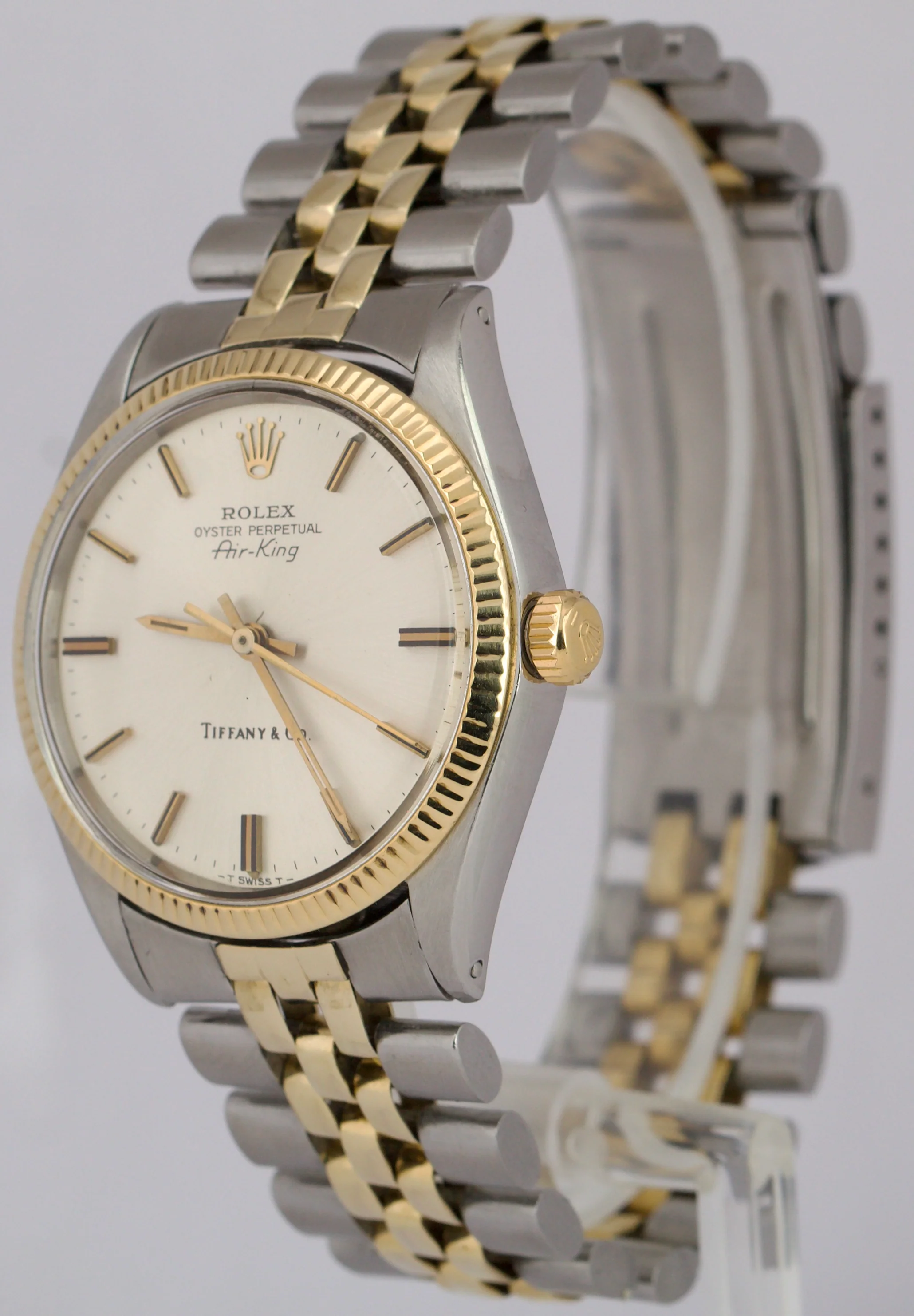 TIFFANY STAMP VINTAGE 1975 Rolex Oyster Perpetual Air-King SILVER 34mm 14K 5501 - Image 3