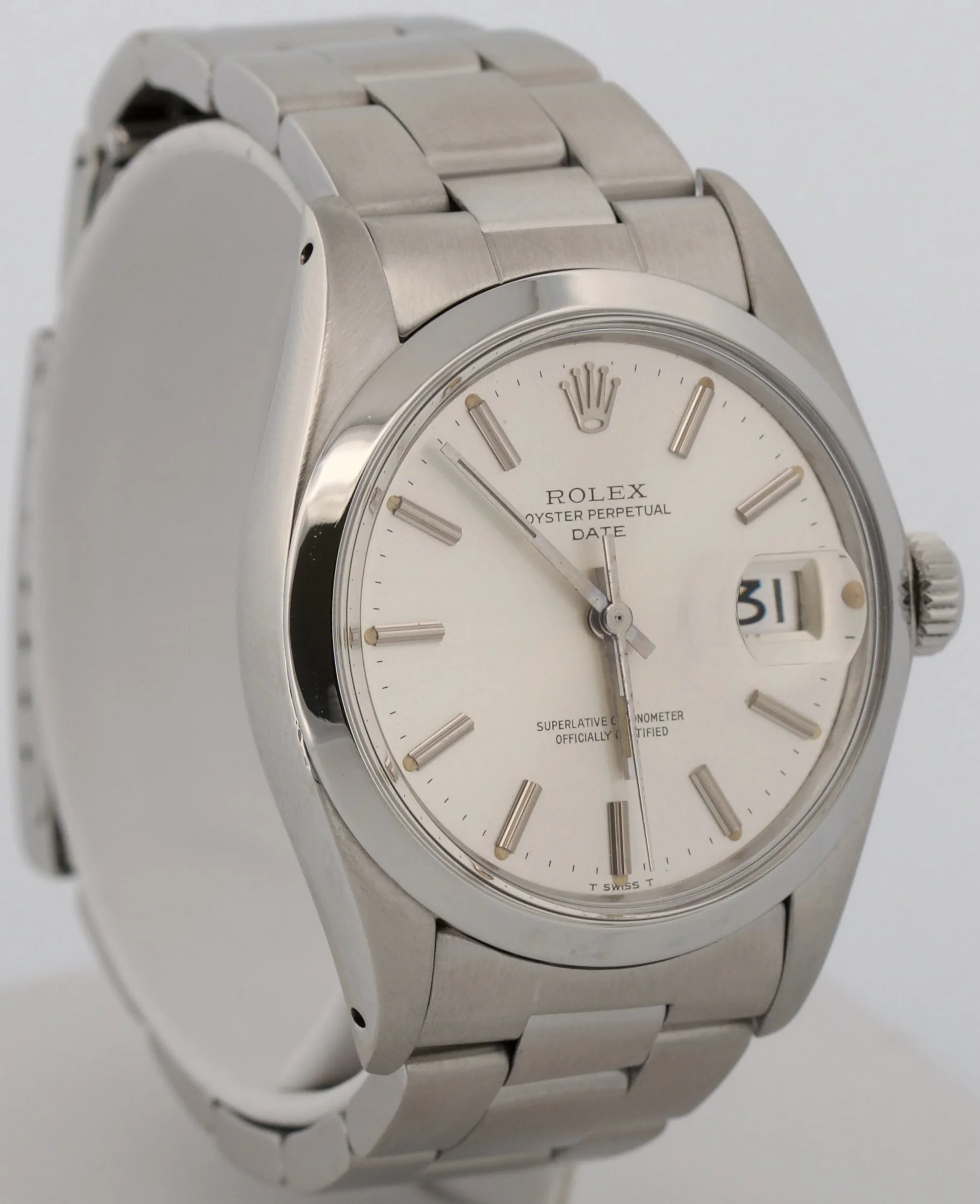 VINTAGE 1975 Rolex Oyster Perpetual Date SILVER Stainless Steel Oyster 34mm 1500 - Image 4