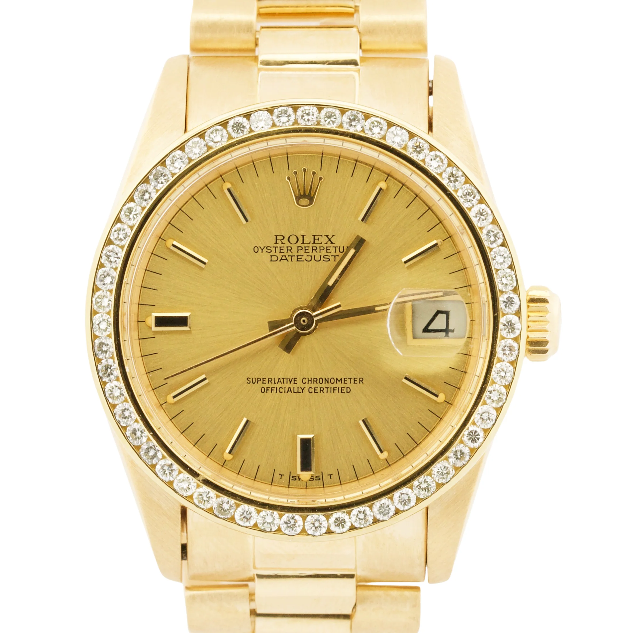 VINTAGE 1979 Ladies Rolex DateJust President CHAMPAGNE DIAMOND 31mm 18K 6827