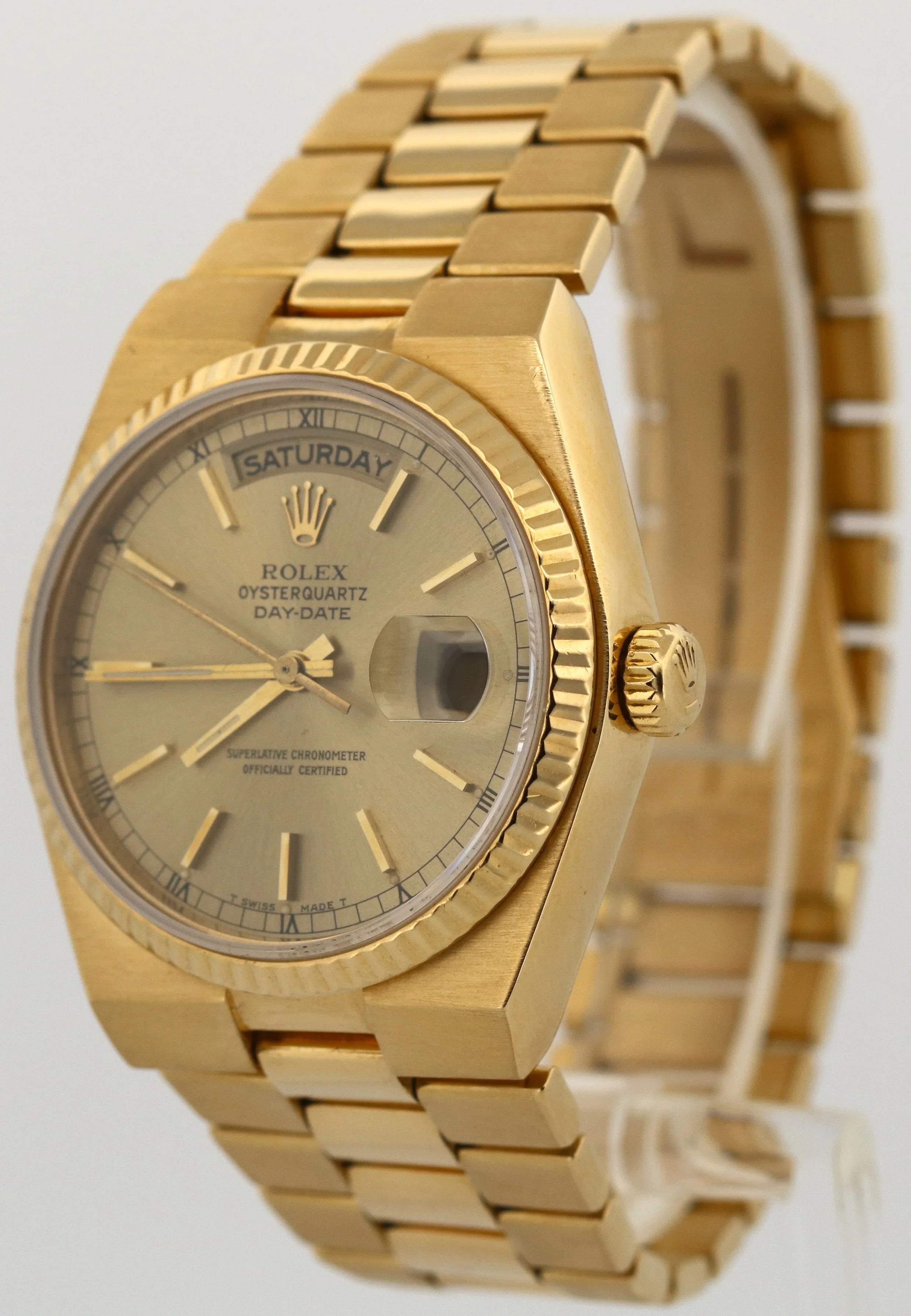 VINTAGE 1979 Rolex OysterQuartz Day-Date President CHAMPAGNE 18K Gold 19018 BOX - Image 3