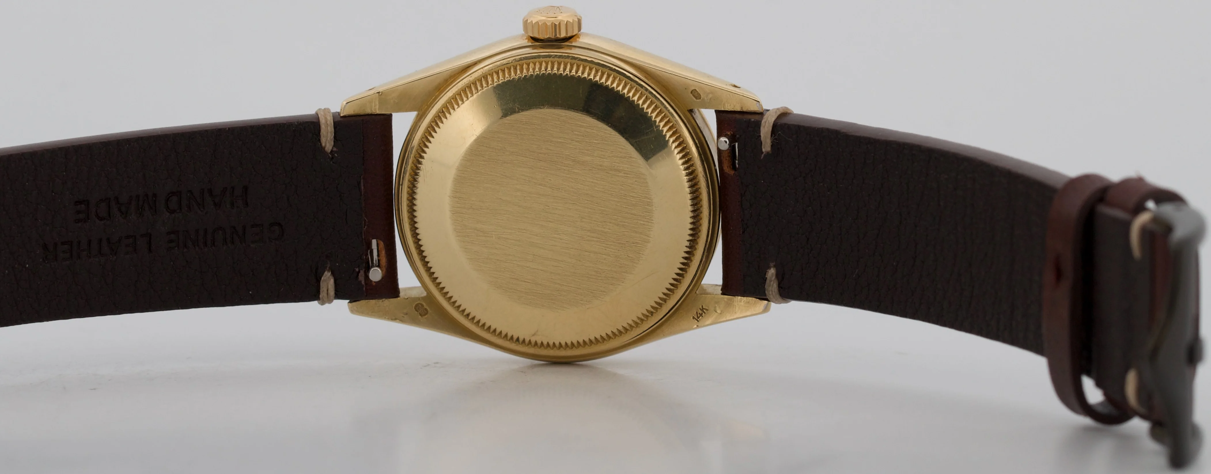 VINTAGE 1982 Rolex Oyster Perpetual Date 34mm CHAMPAGNE 14K Gold Fluted 15037 - Image 6